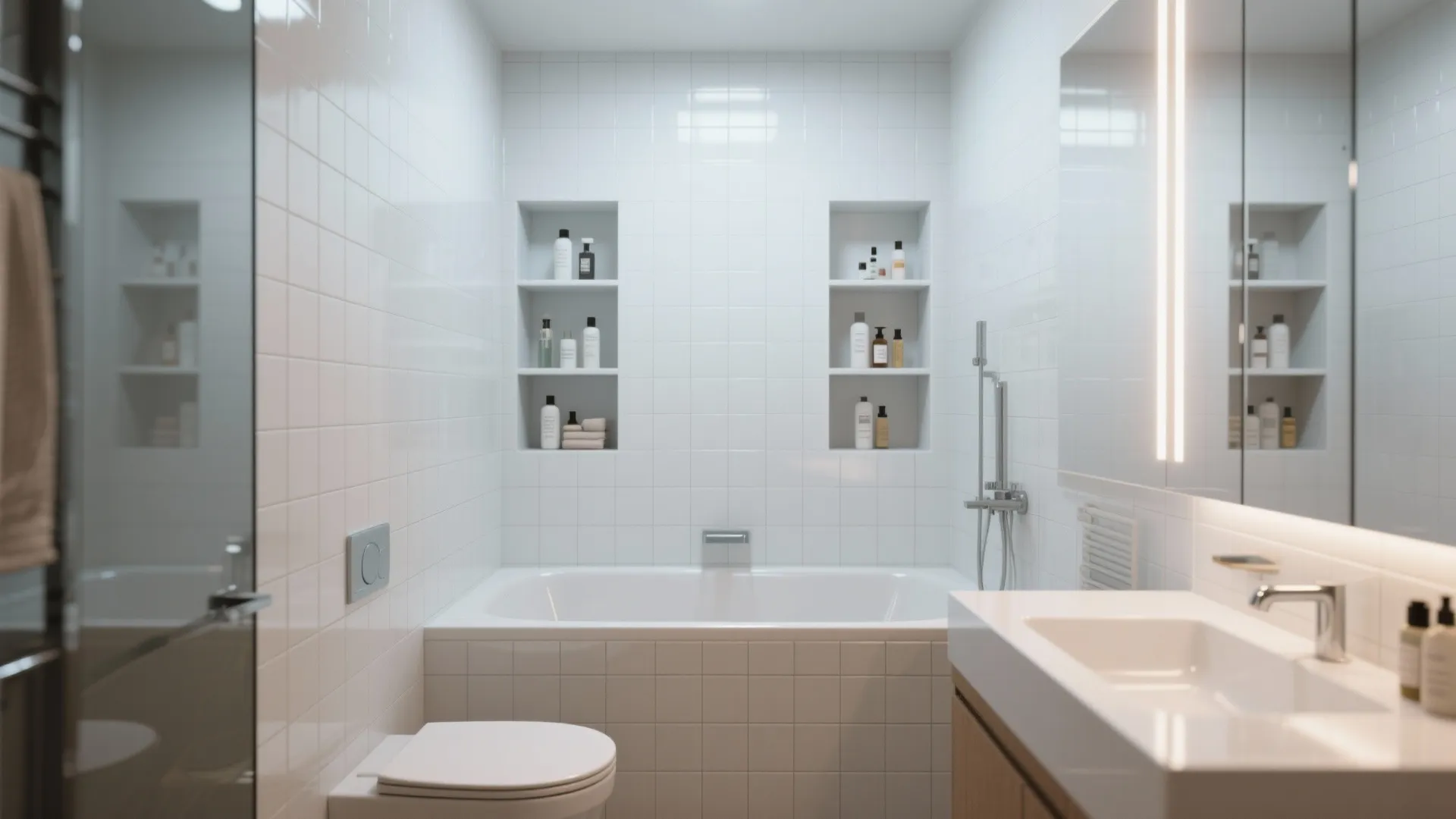 3. Alcove tub with integrated storage