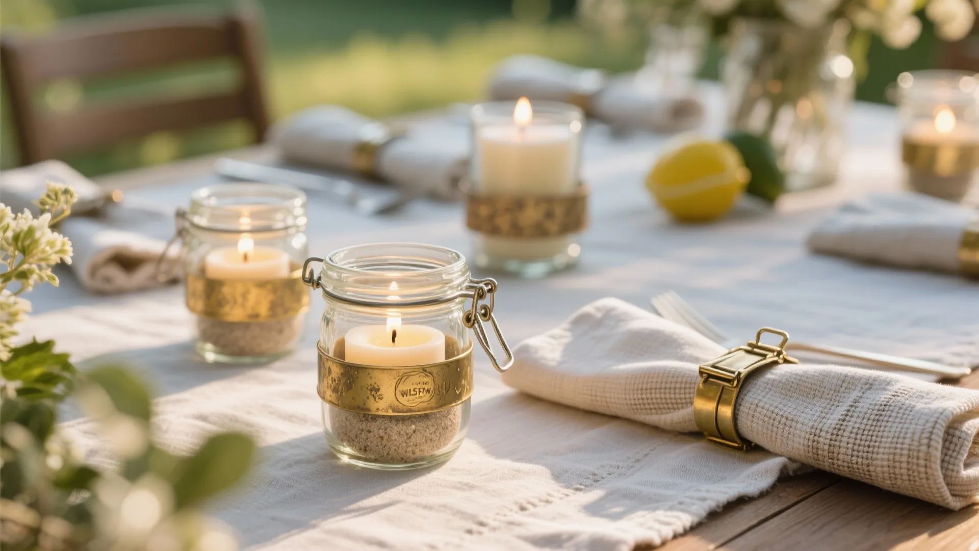 4. Al Fresco Essentials: Portable Candles & Napkin Clips