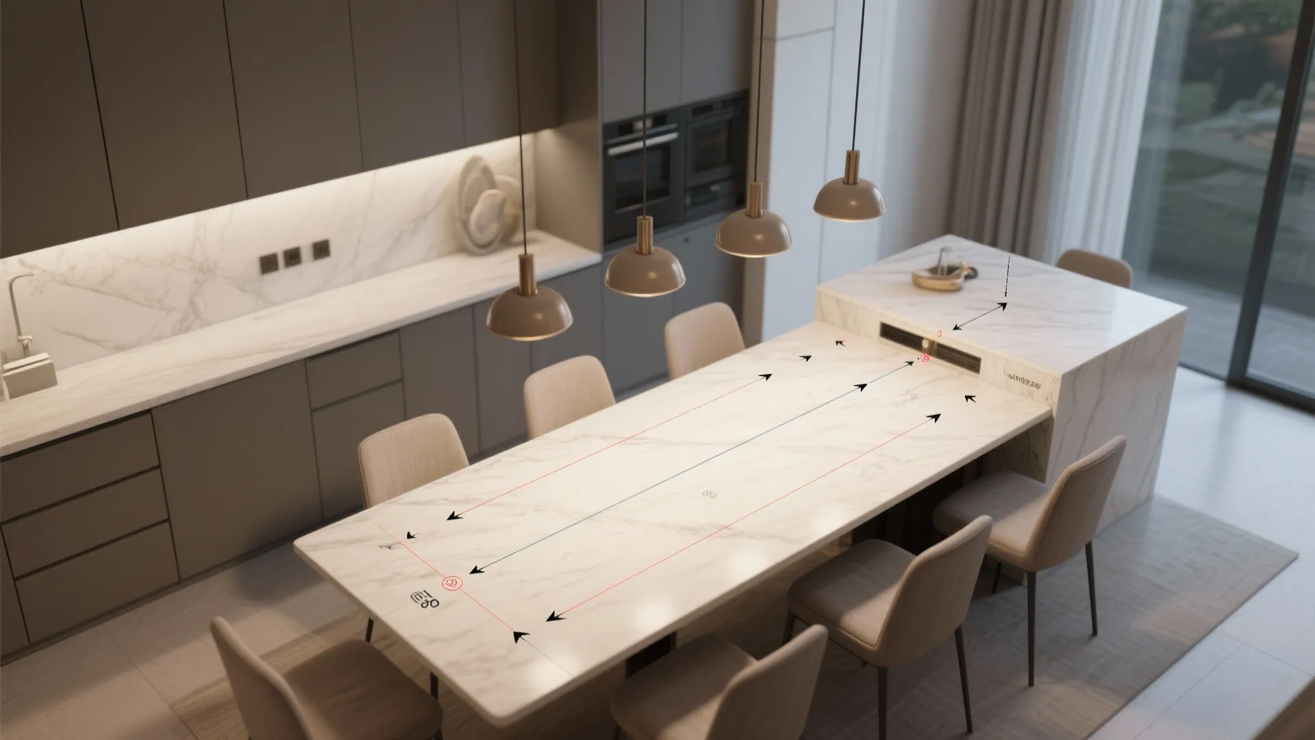 5. Visual proportion: align with furniture and architectural lines