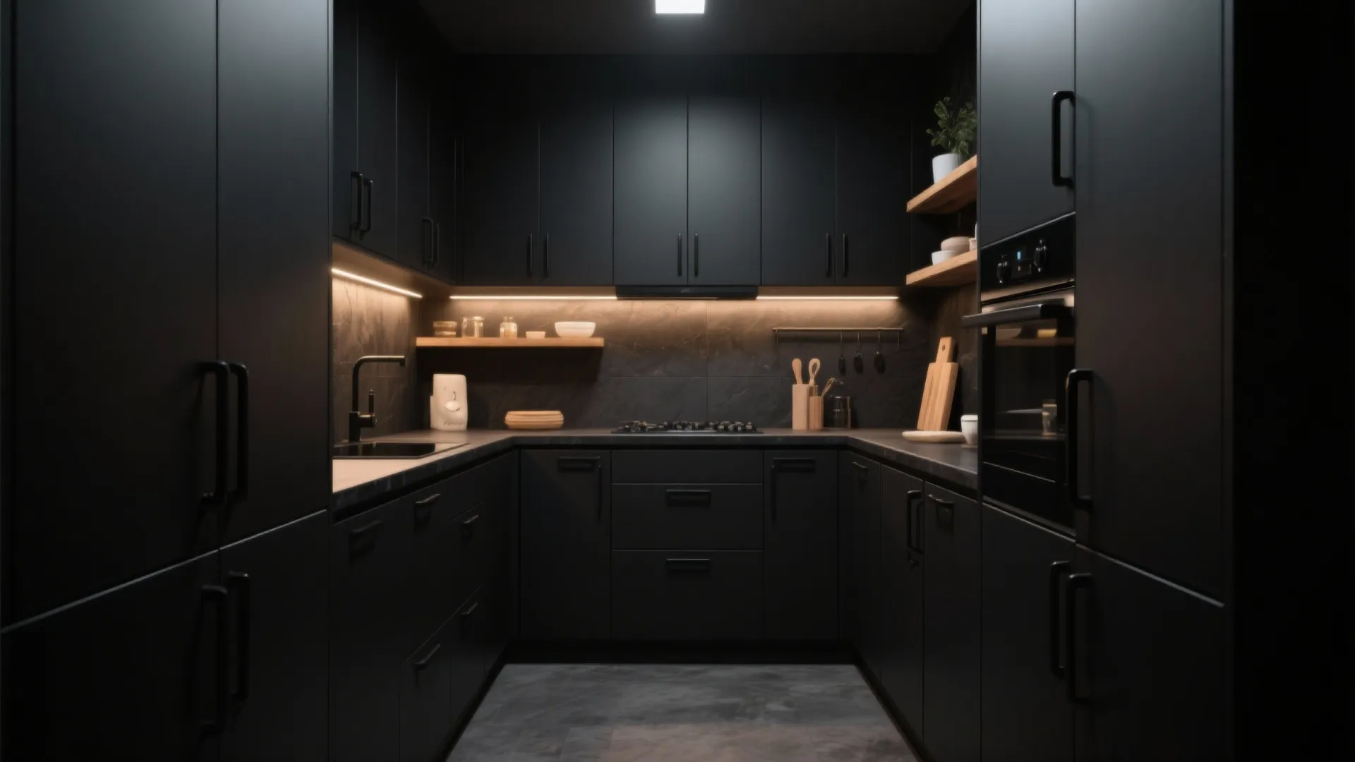 2. All-Black Cabinets, Subtle Texture