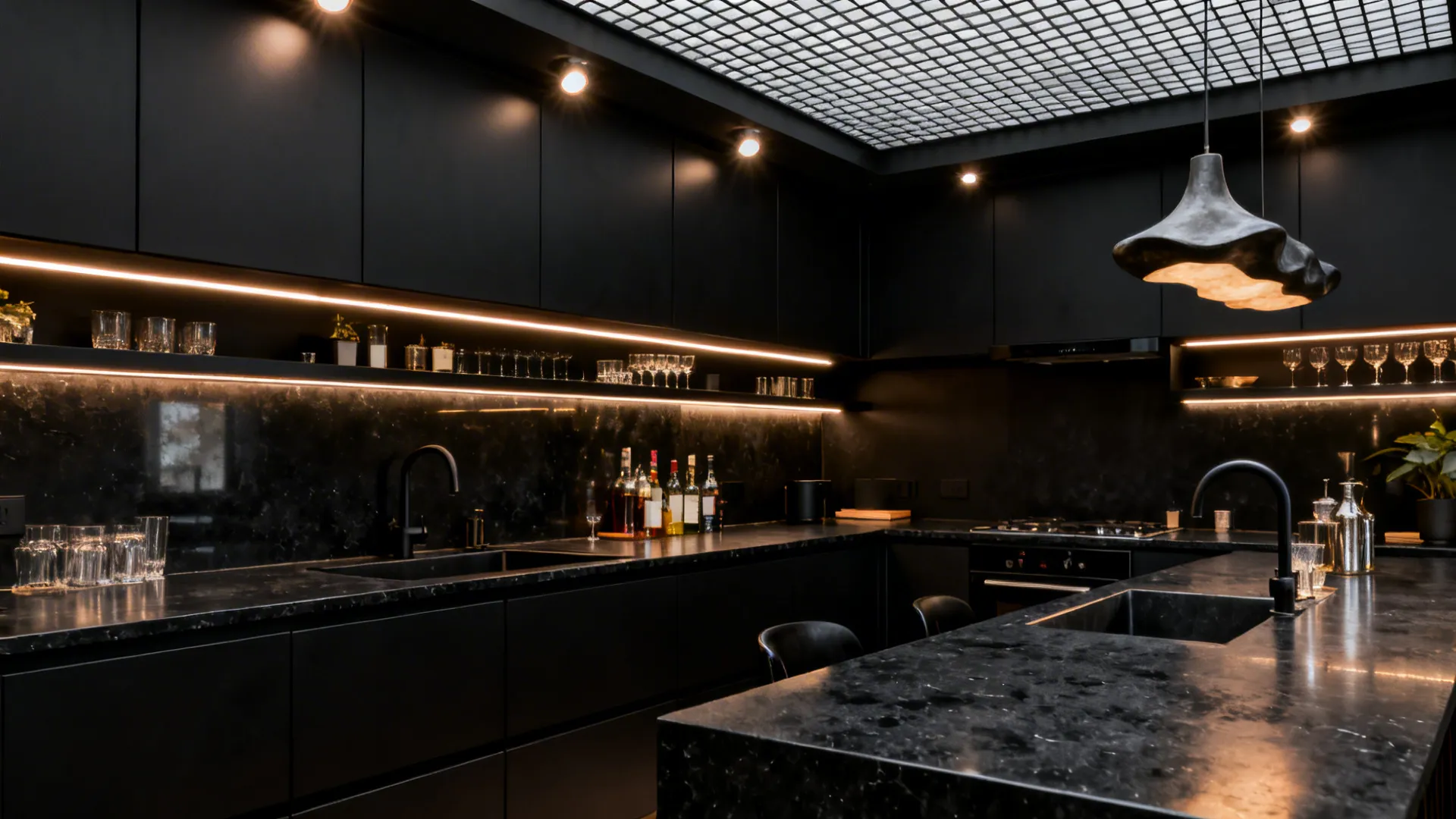 All-Black with Contrasting Lighting Layers