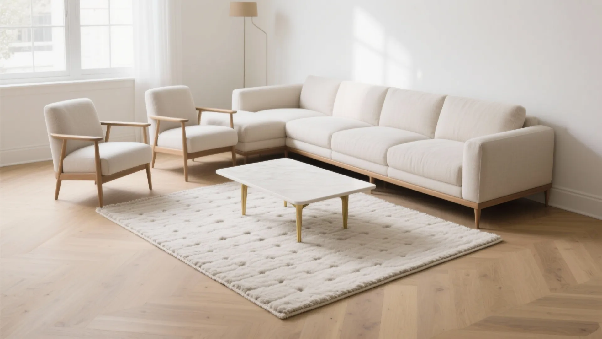 Anchor everything: all legs on the rug