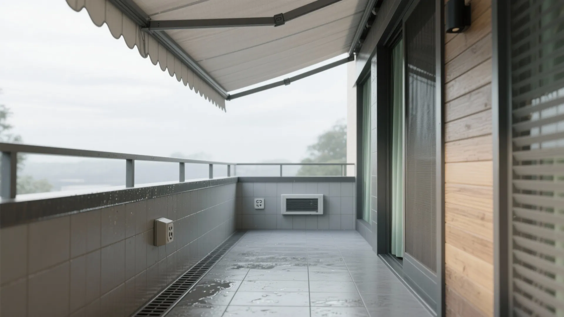 All-weather balcony: shading, drainage, and power