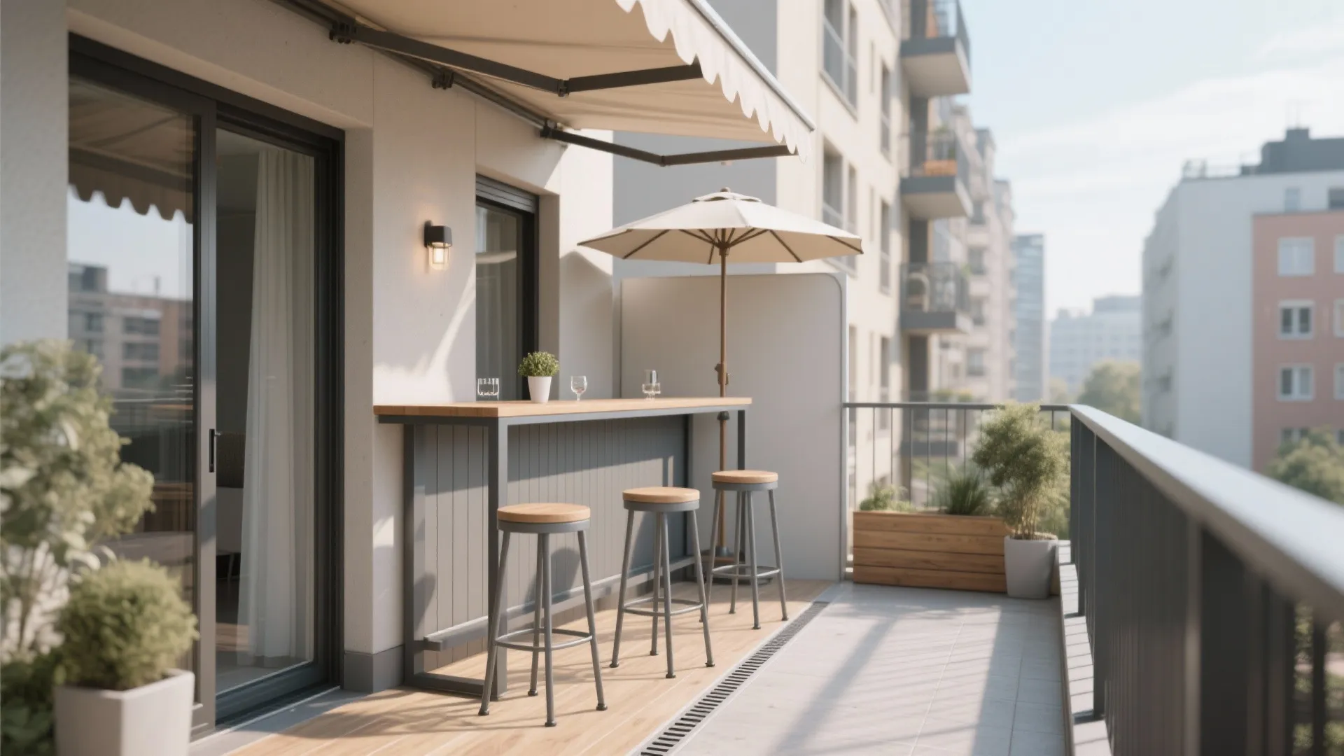 All-weather bar for four (compact café setup)