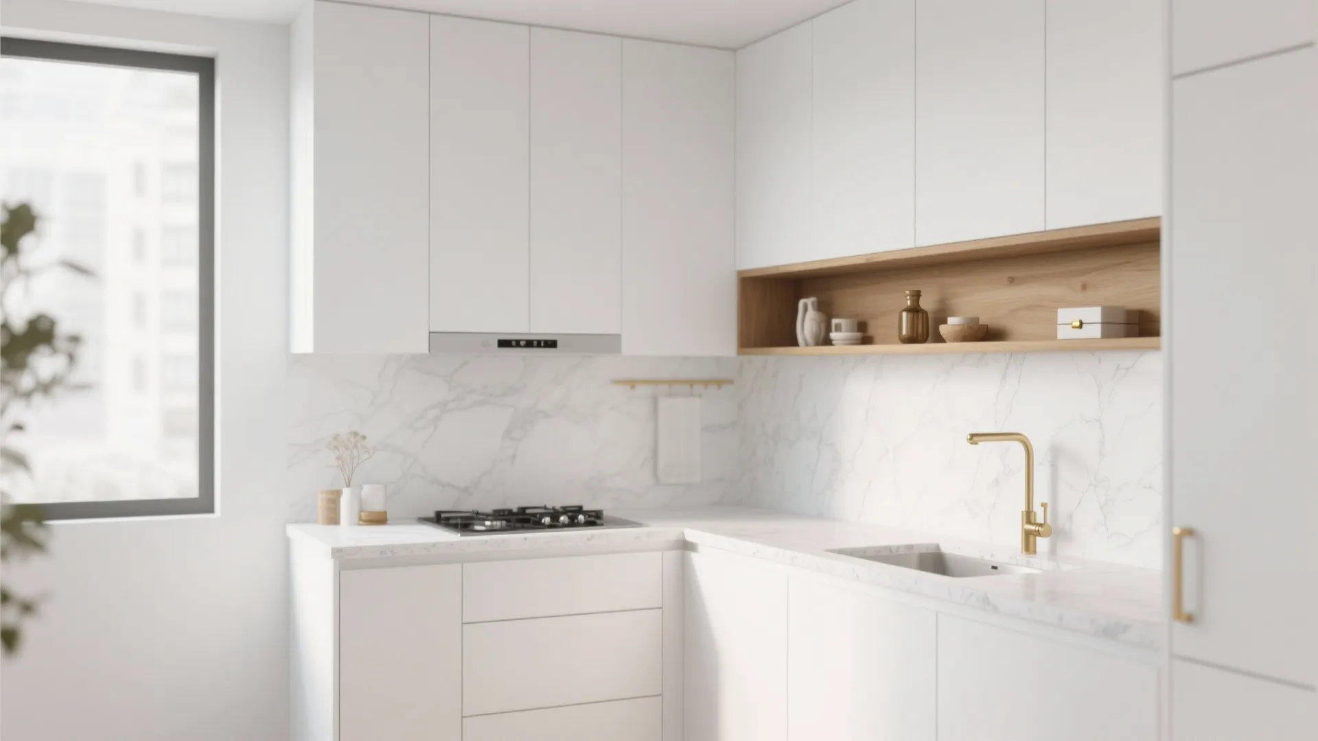 1. All-white minimalism with warm accents