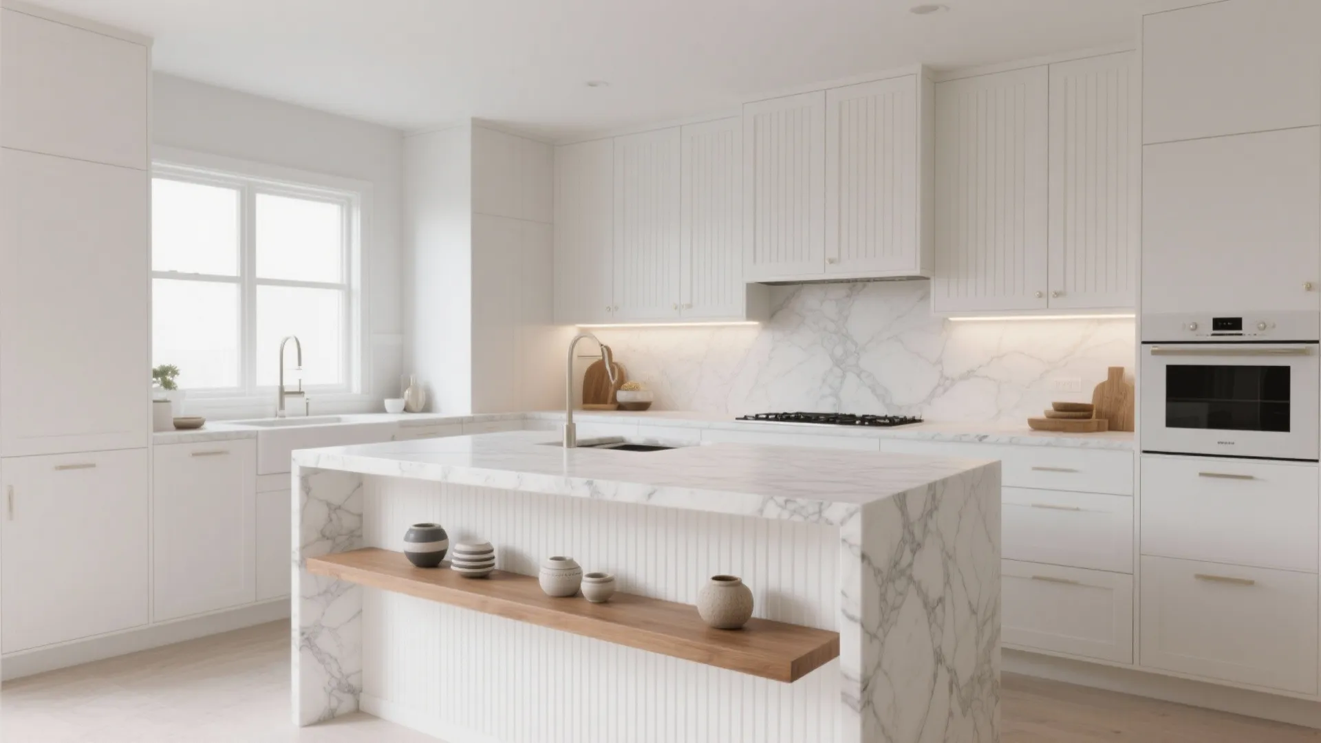 2. All-White Minimalism with Textured Accents