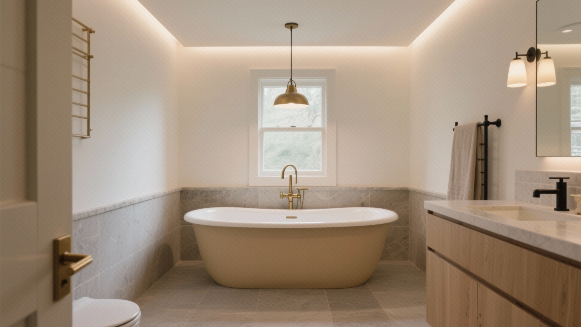 Chic Almond Tub Bathroom Ideas, image size:1920x1080