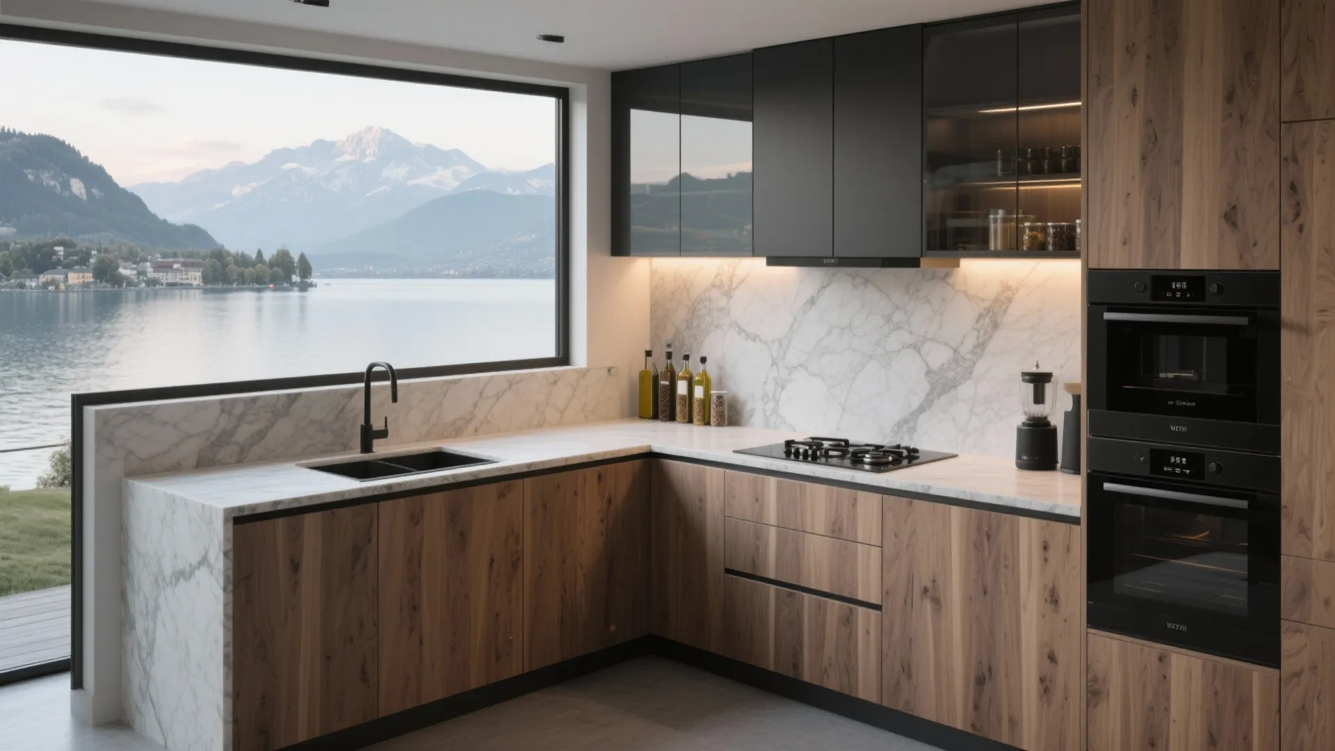 Alpine Minimalism, Elevated: Stone, Oak, and a Working Kitchen