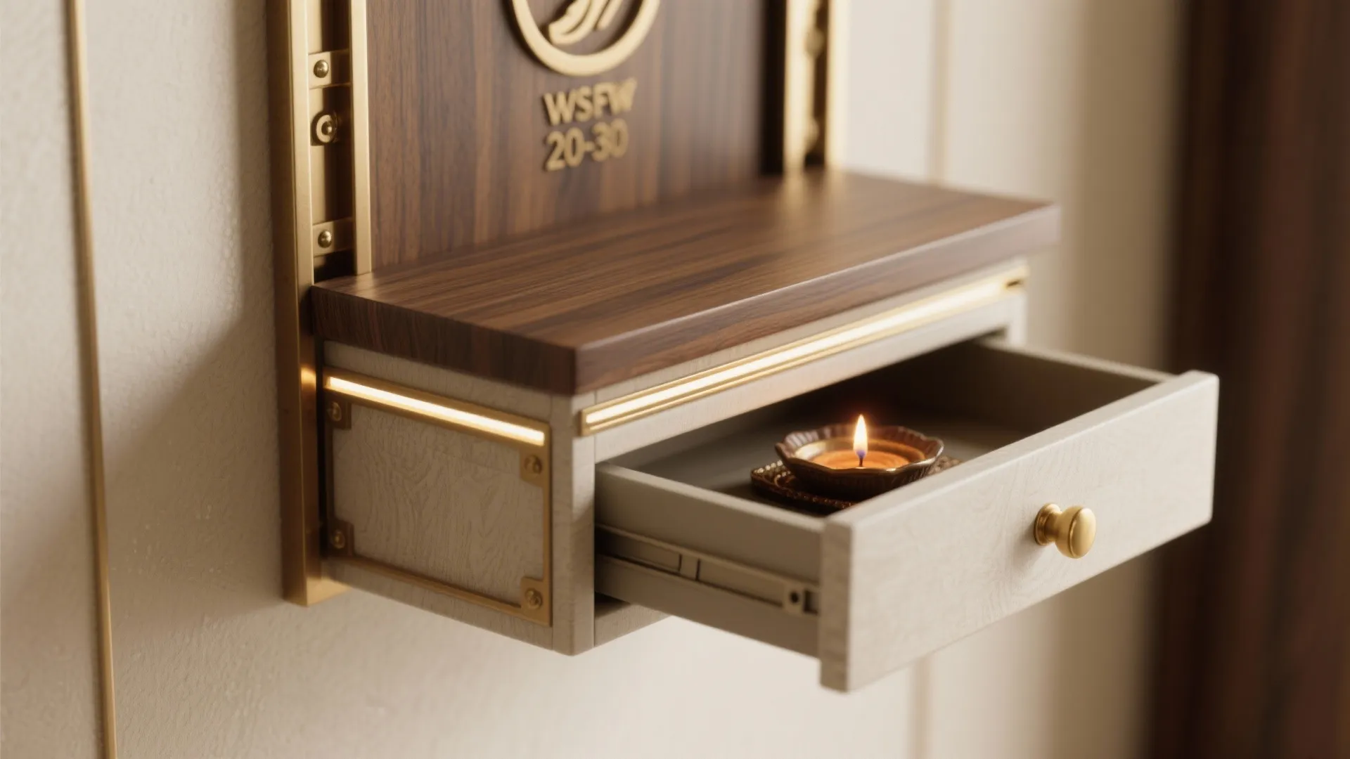 4) Wall-mounted altar with concealed storage bench