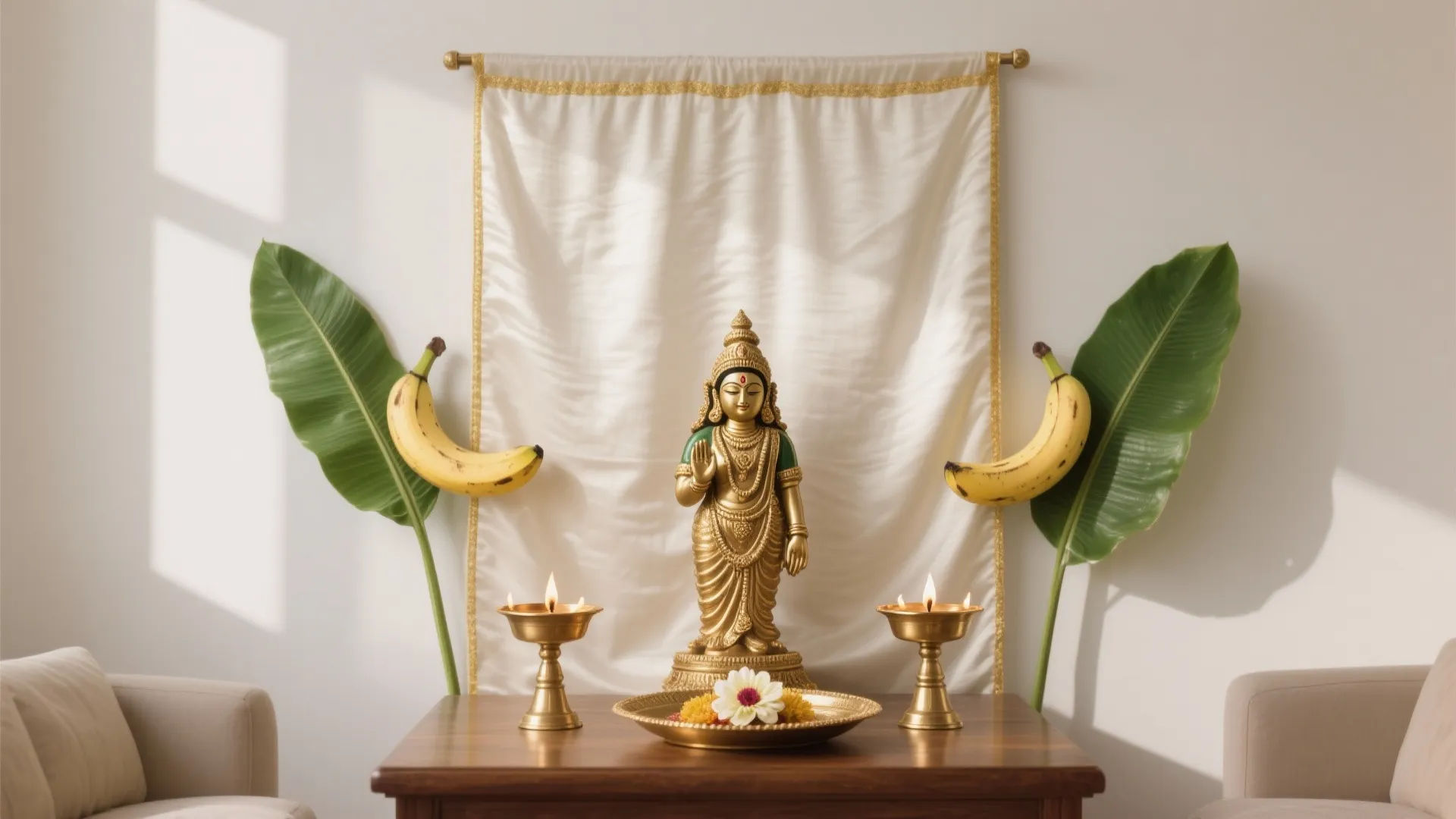 Minimalist Altar Backdrop in White & Gold