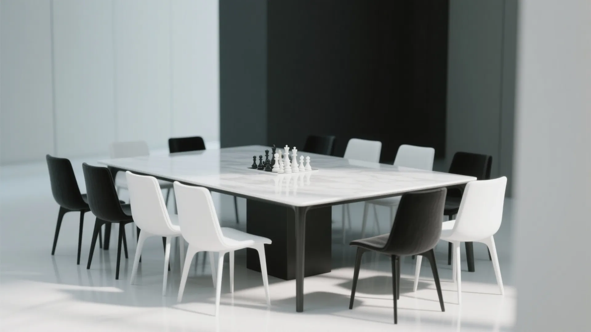 3. Alternate black and white chairs for rhythm