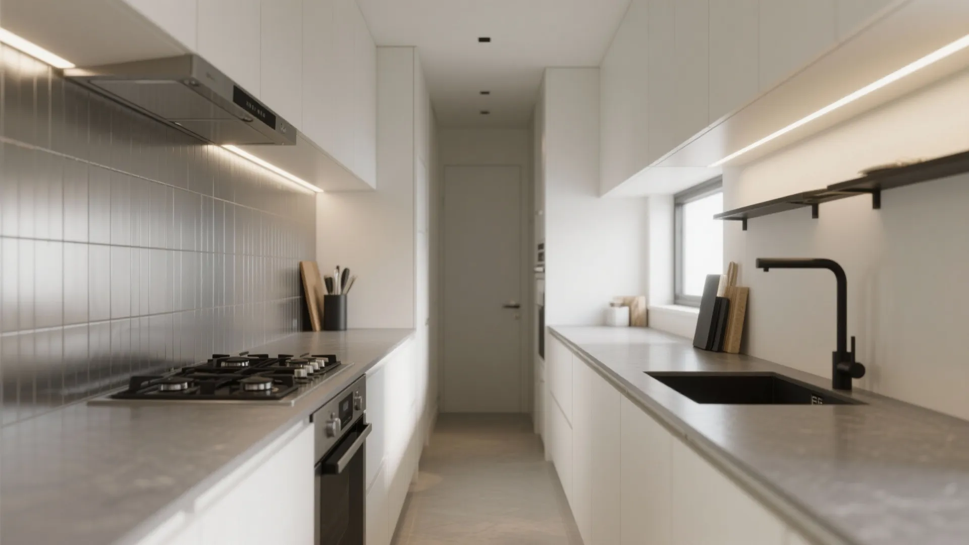 Minimalist Aluminium Splash Zone in the Kitchen