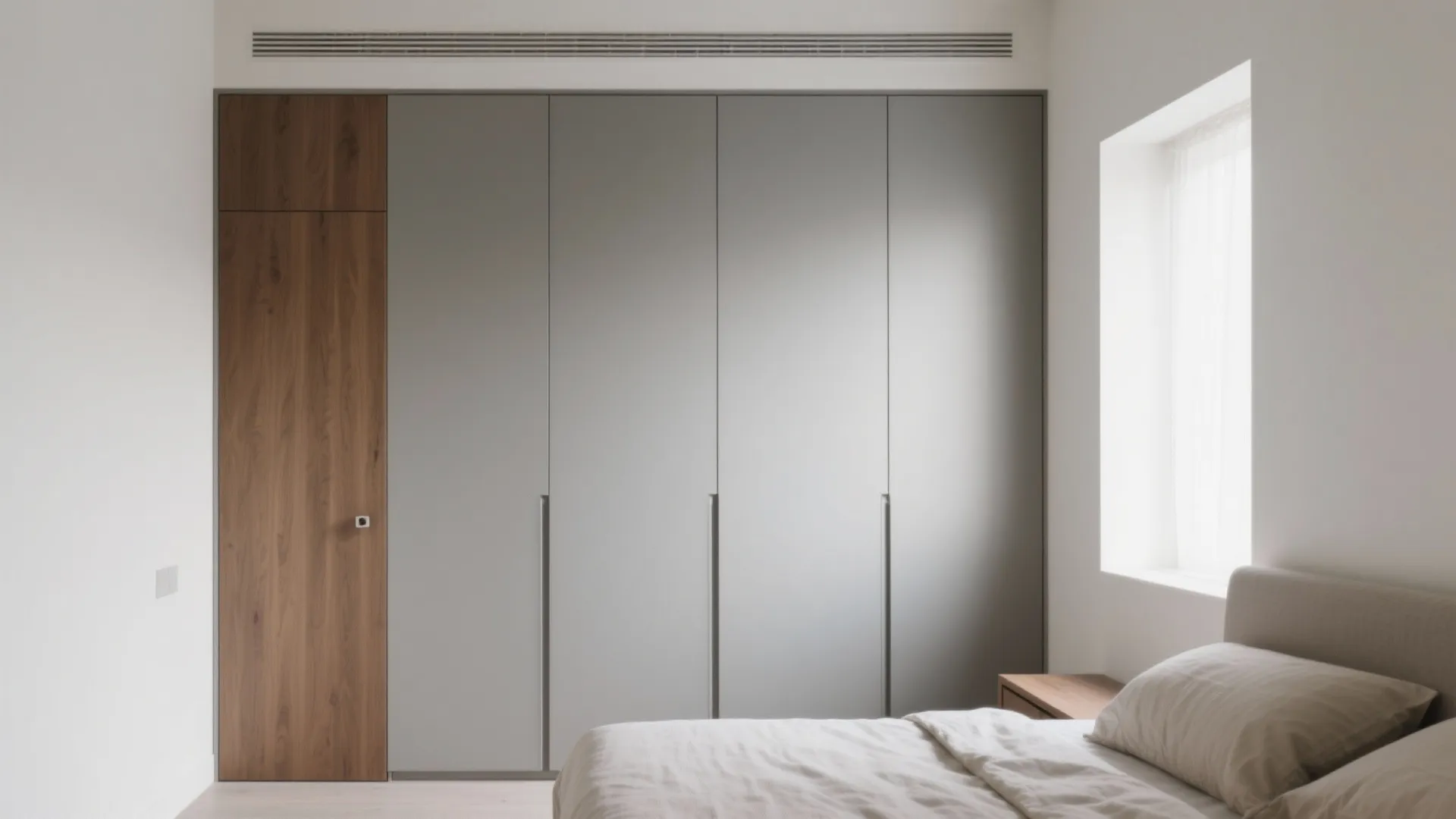 Minimalist, handle-less aluminum almirah