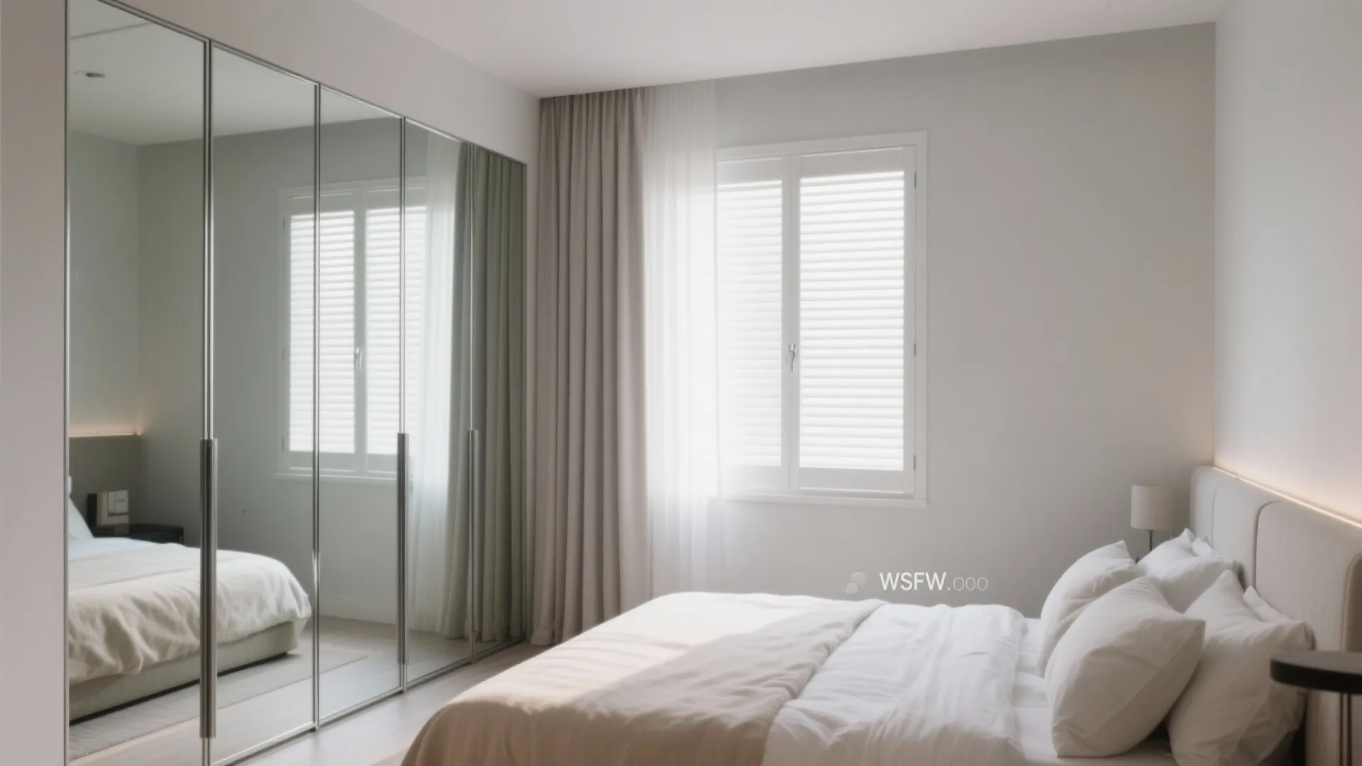 Mirrored aluminum shutters for depth and light