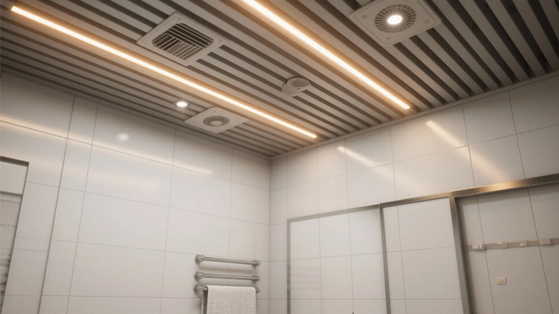 Aluminium Slat Ceiling With Hidden Ventilation and Lights