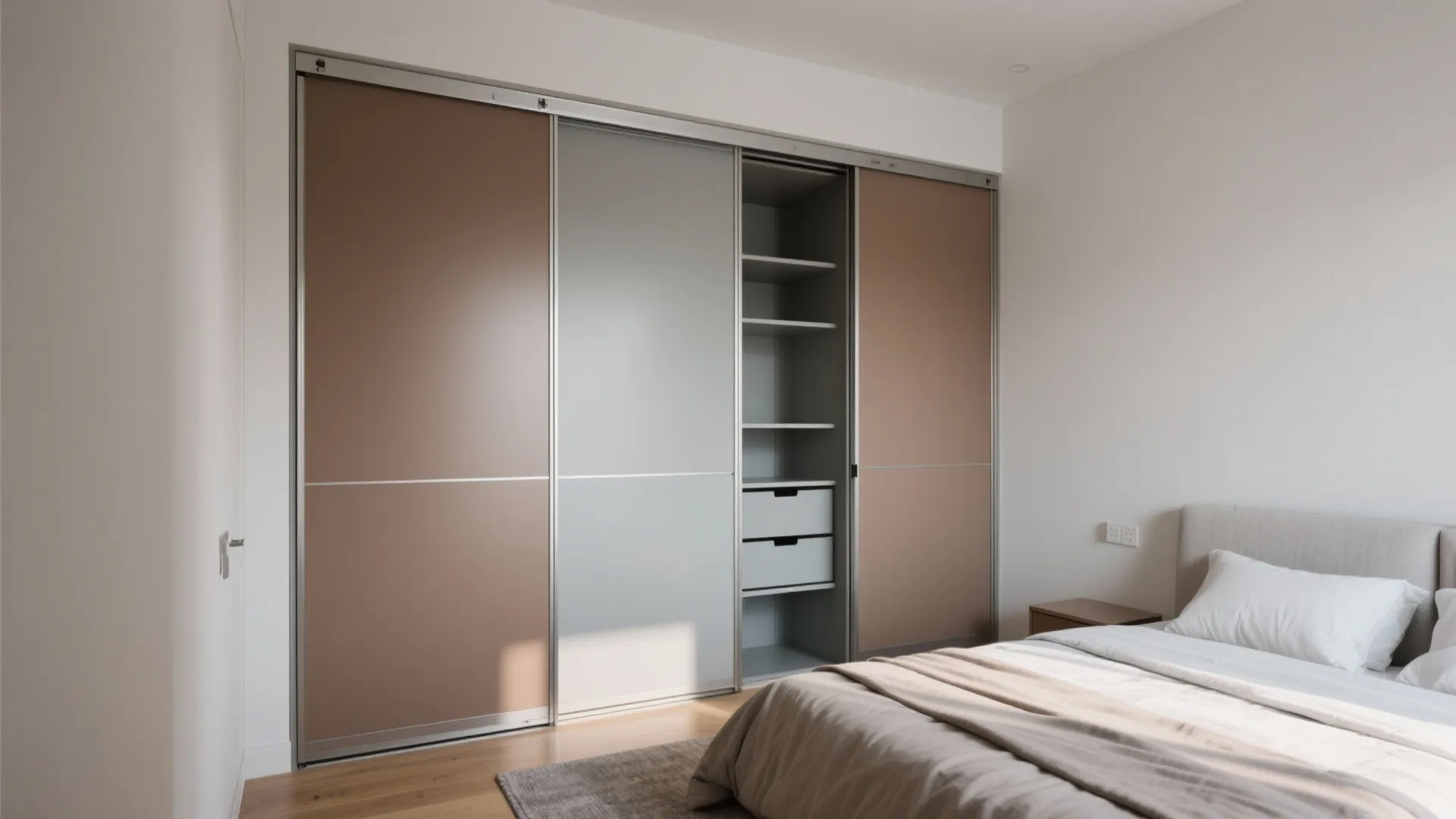 Corner-friendly, sliding-door aluminum almirah