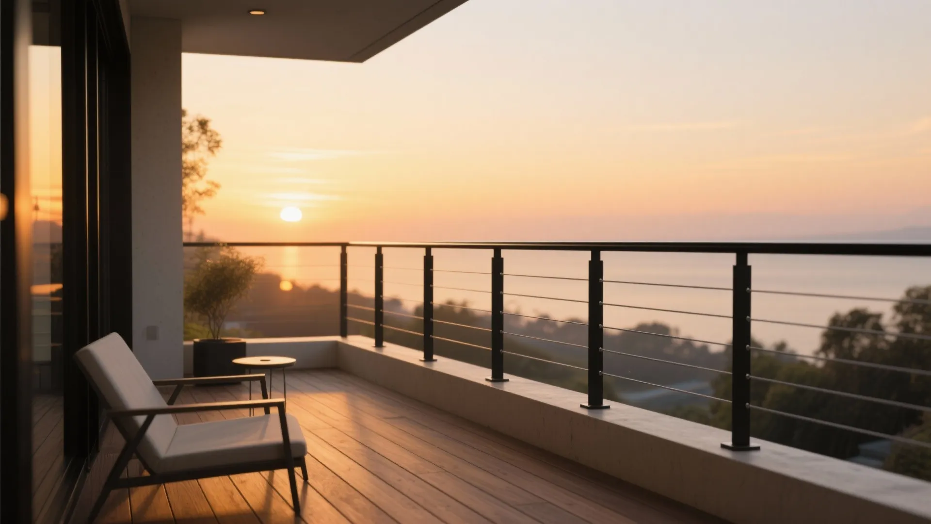 1) Slim Aluminum + Cable Railing, Matte Black