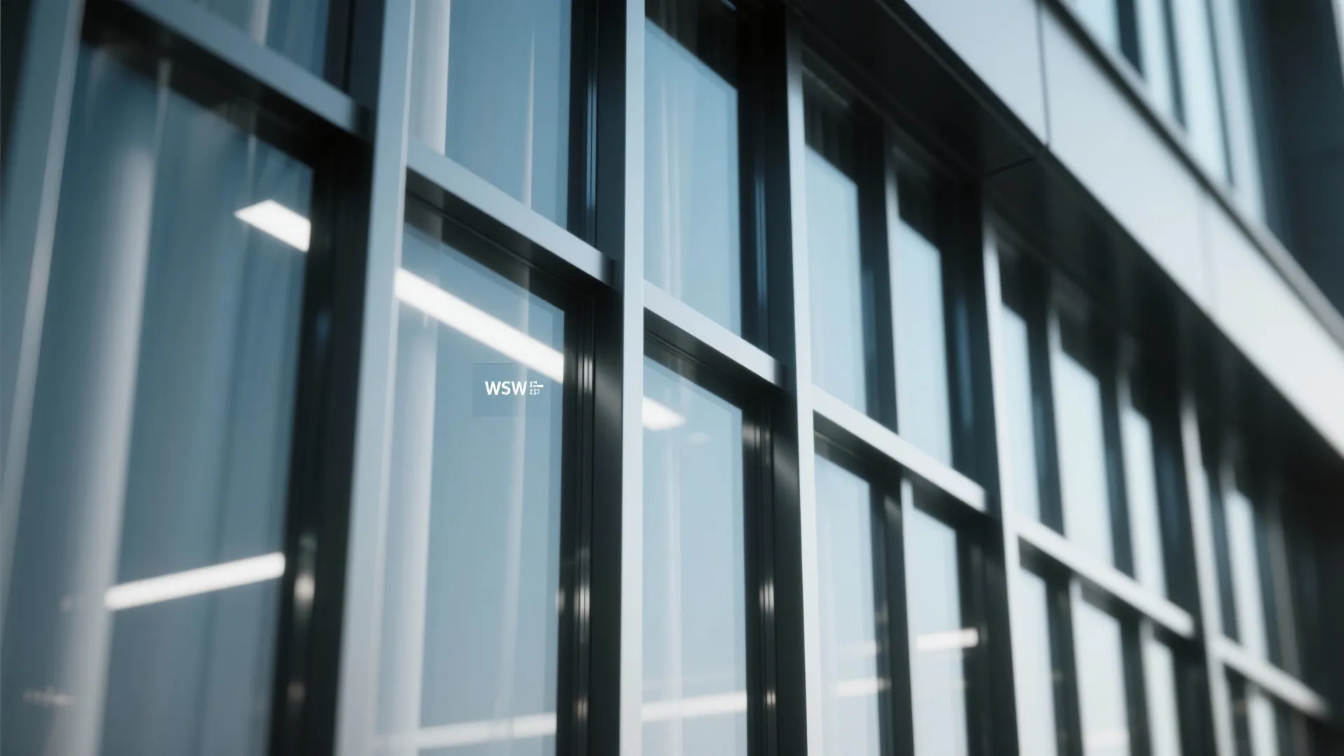Close-up of aluminium framed curtain wall with slim mullions