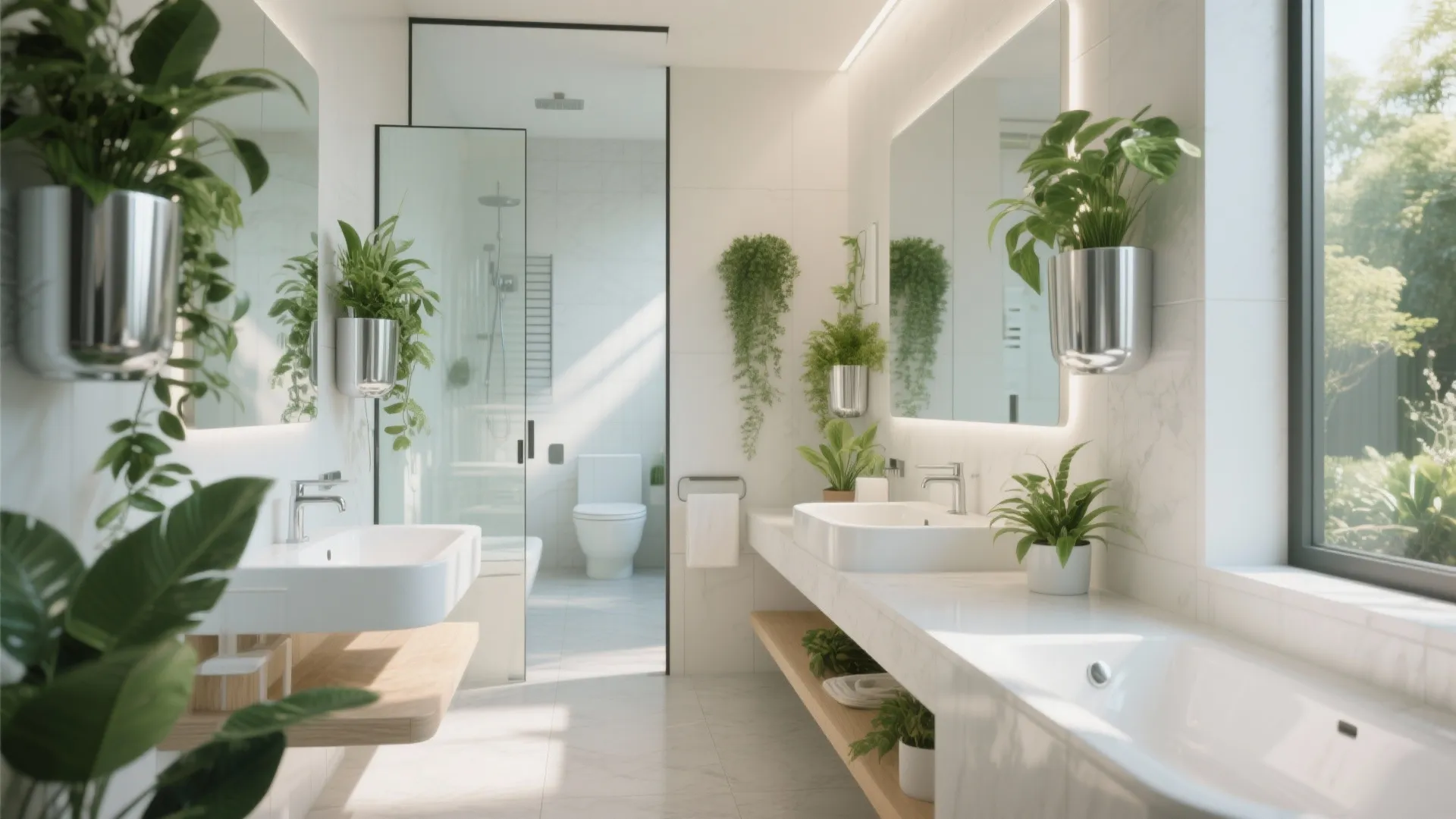 Outdoor-inspired aluminium bathroom decor