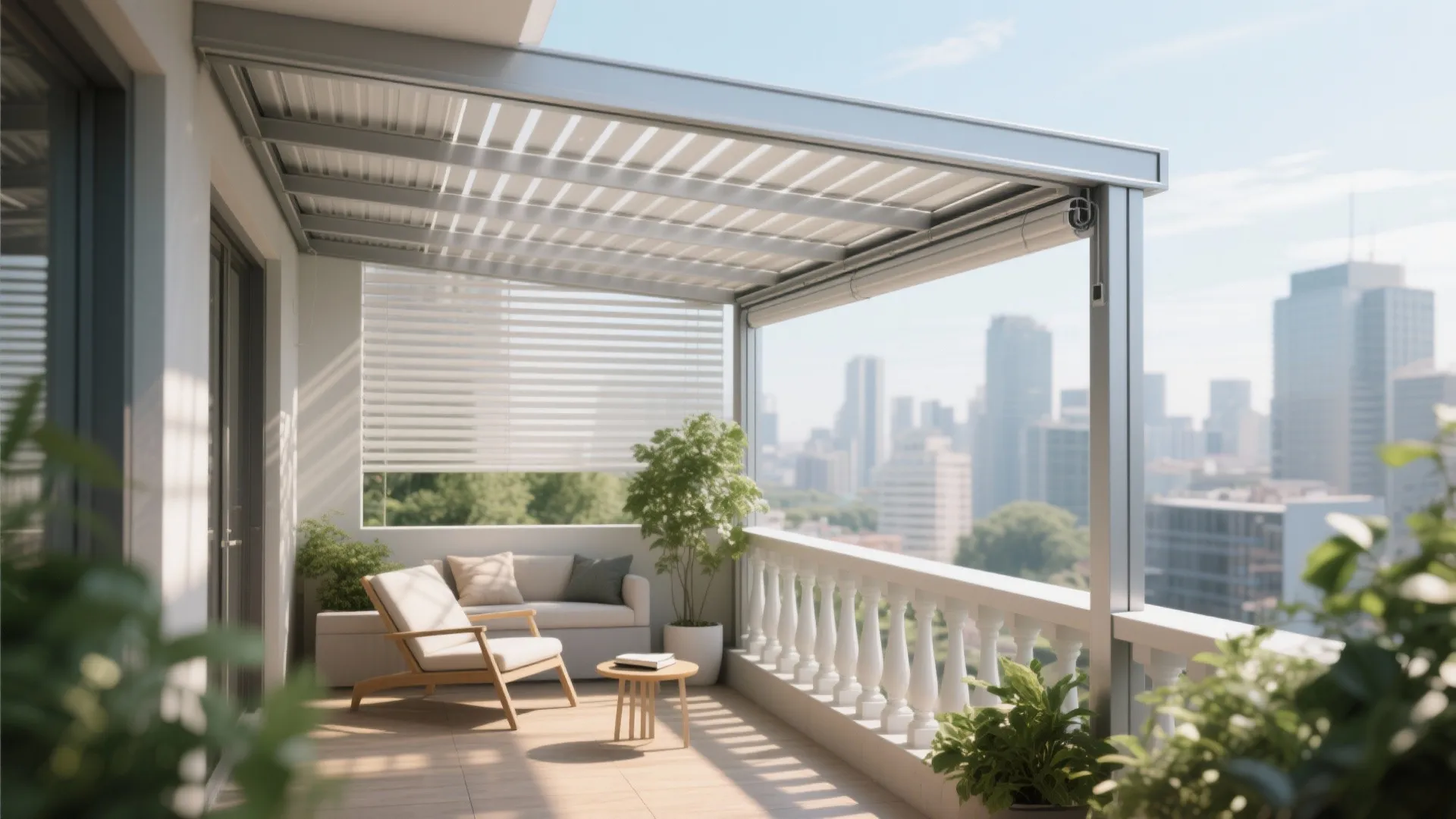 2) Aluminium pergola canopy with adjustable louvers