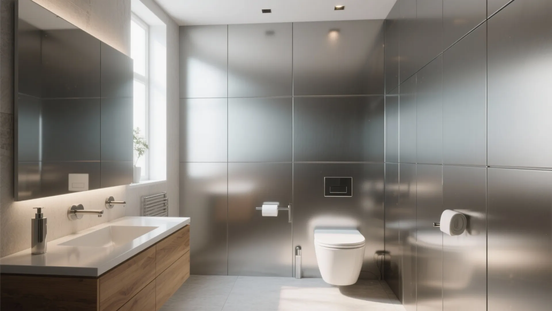 Aluminium-finish wall panels