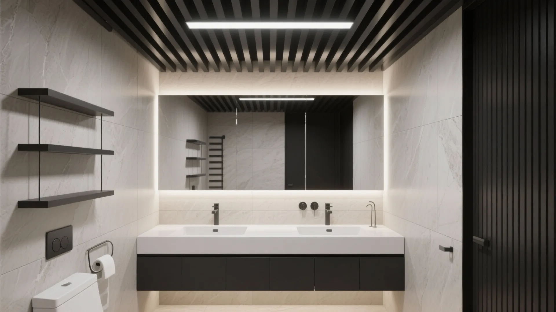 Minimalist aluminum slats with integrated task lighting