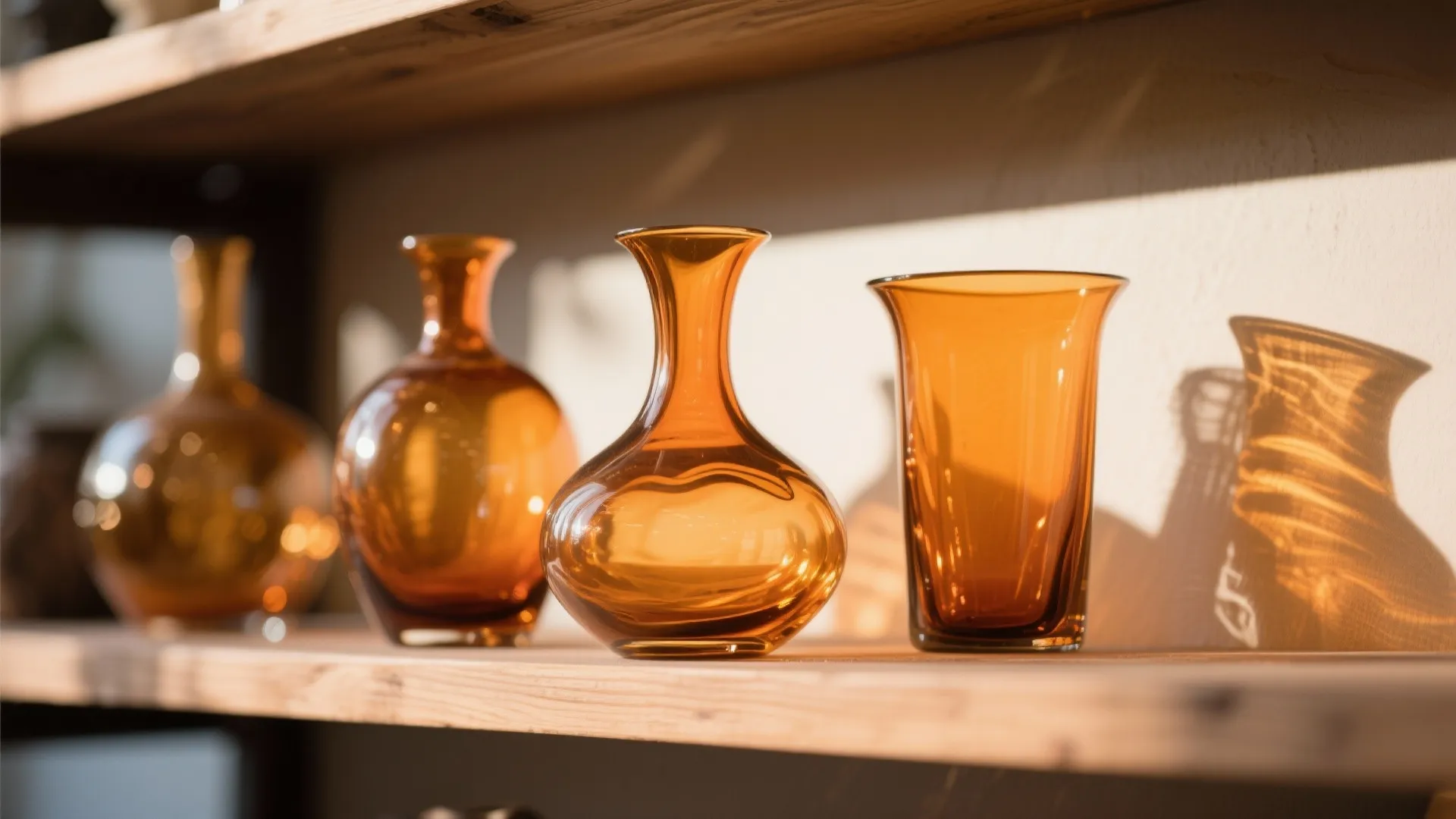 8. Glass Decor with Amber Hues