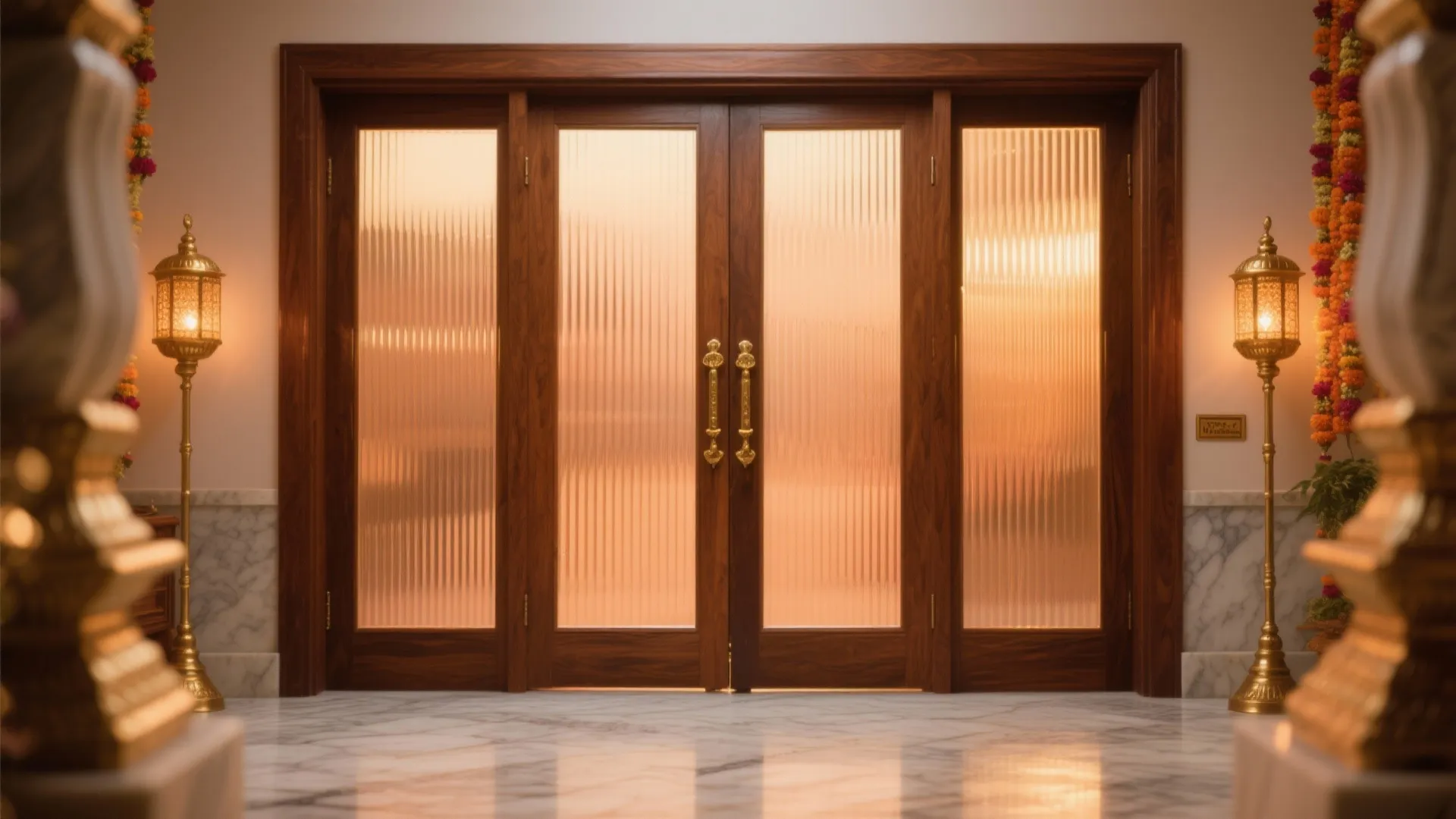 Colored or Textured Glass Panels for Sacred Glow