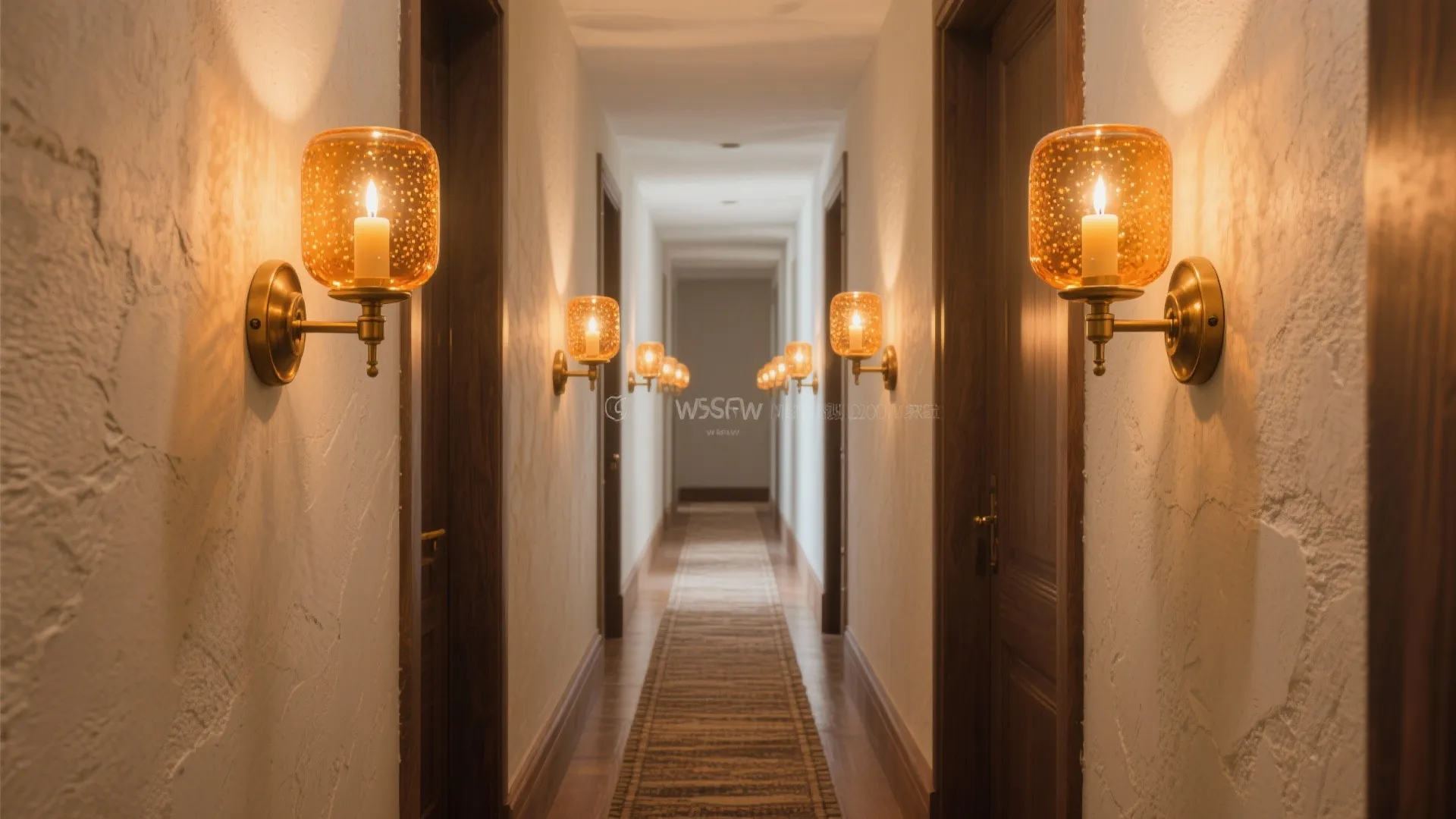 2. Amber glass sconces for warm wall wash