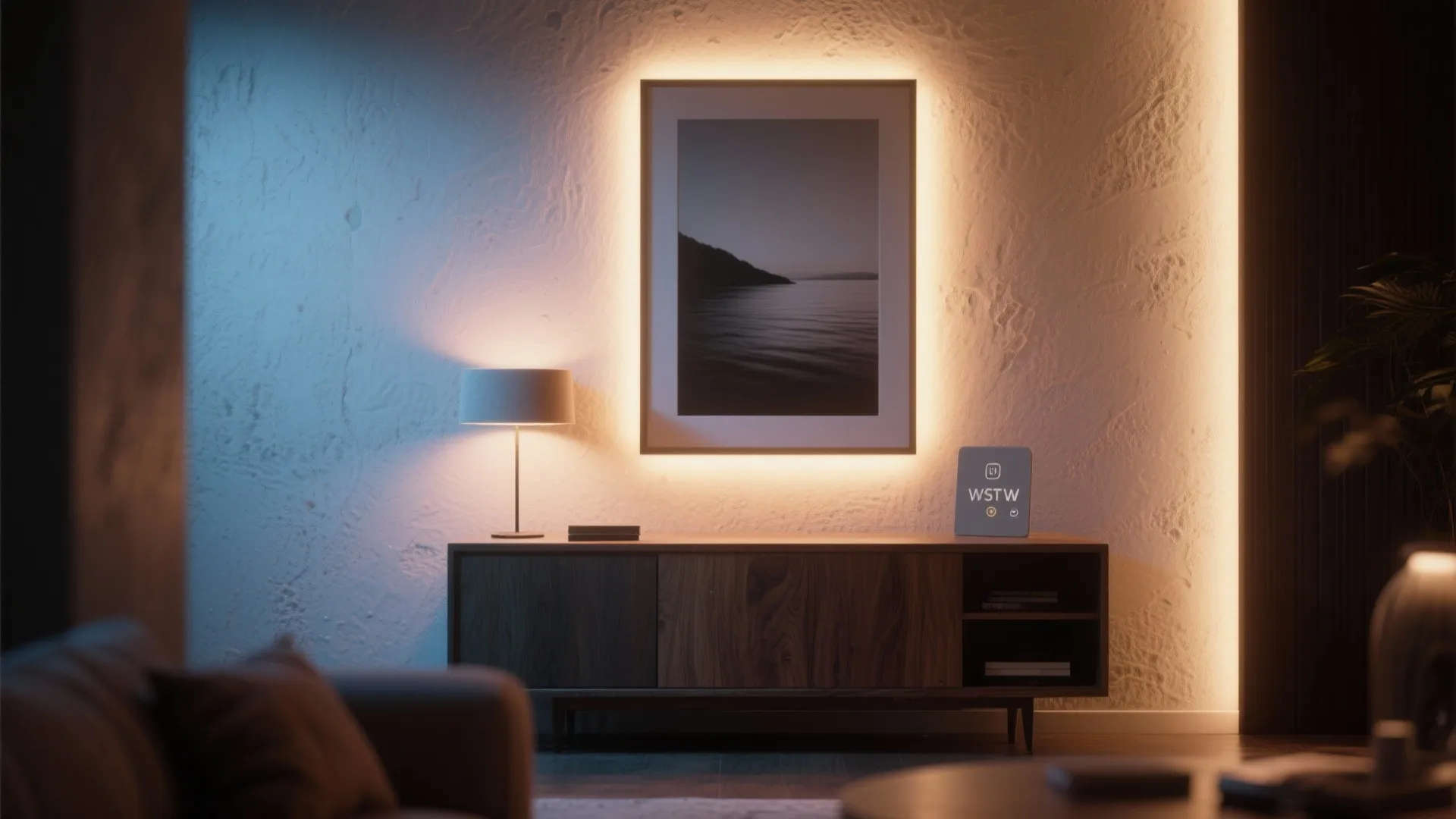 5. Integrated dimmable artwork and ambient backlighting