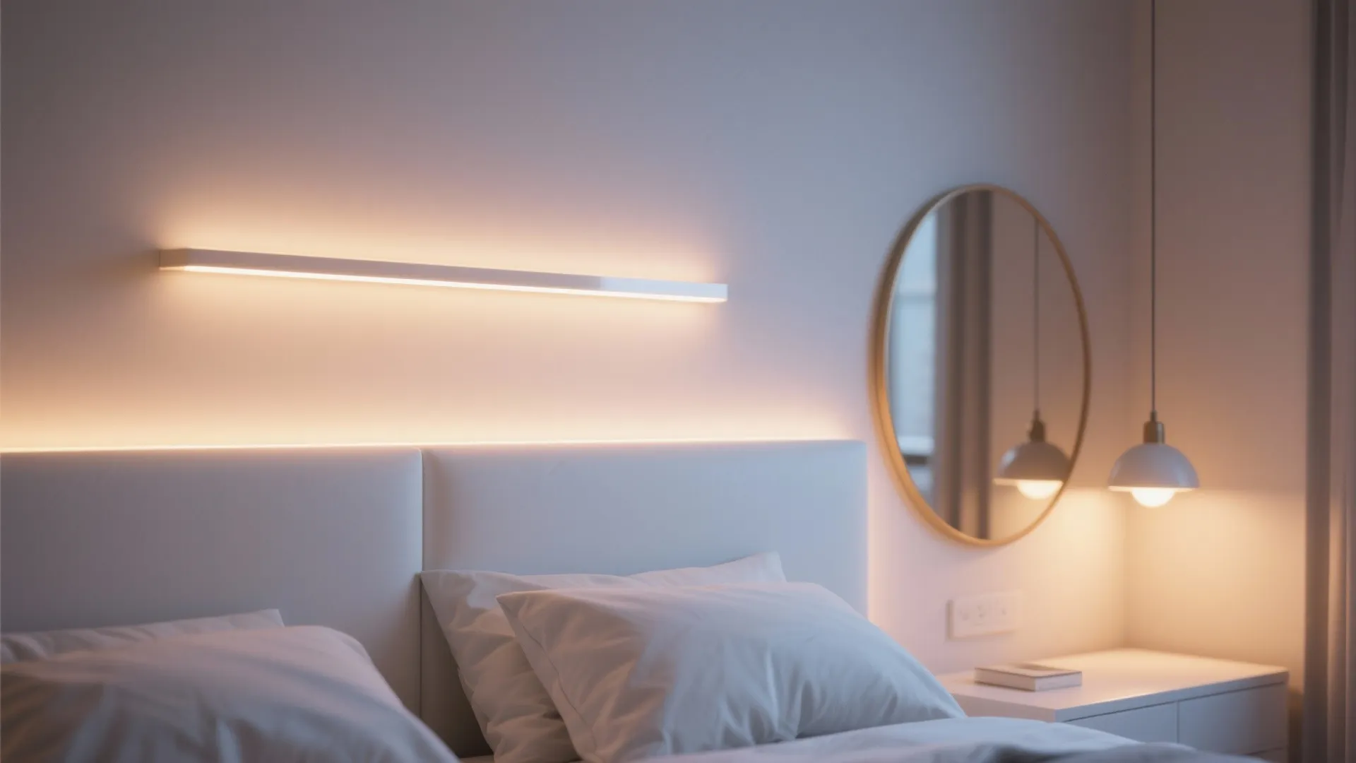 5. Add soft ambient lighting and mirrored accents