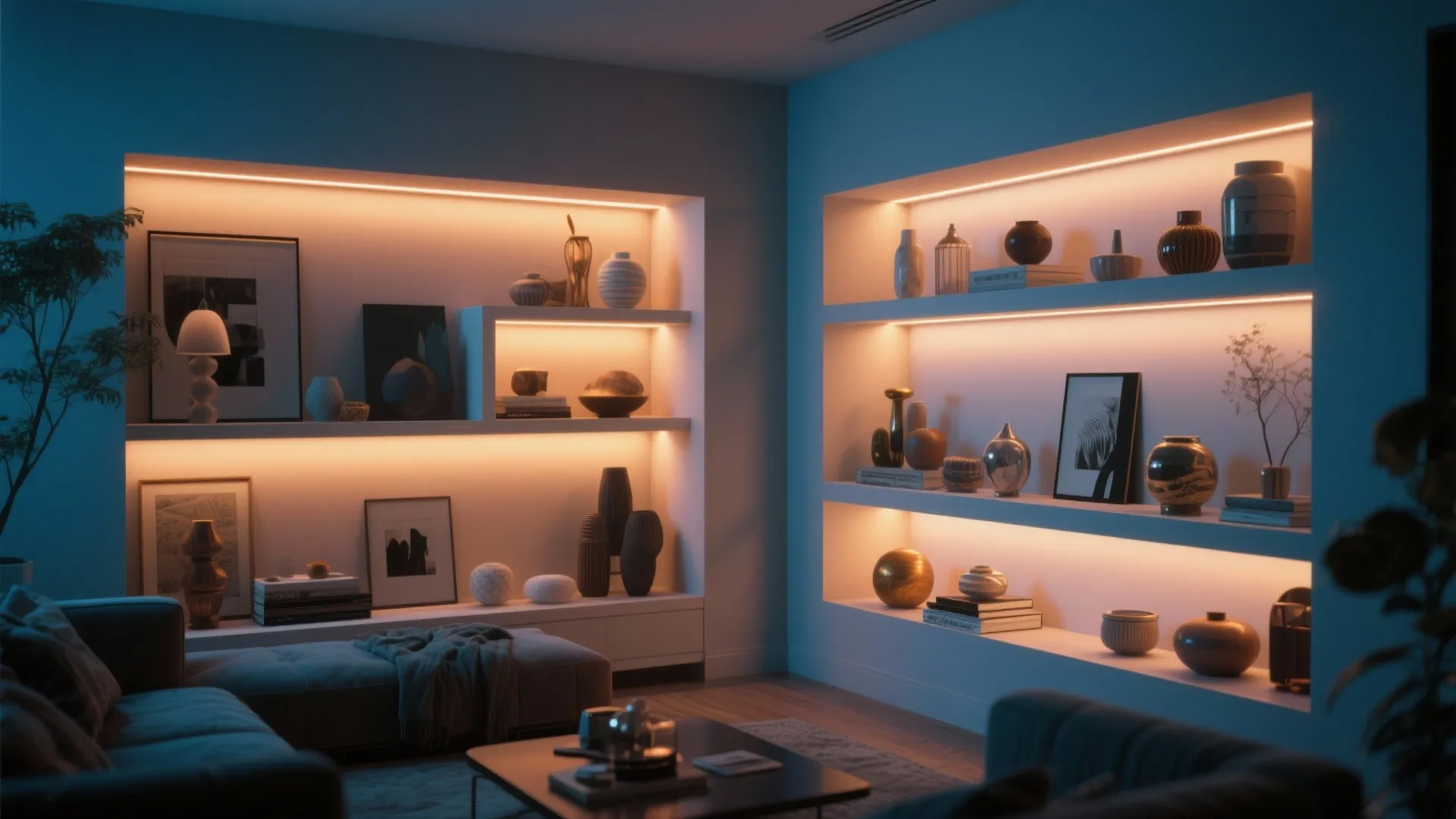 7. Ambient-lit Alcove Shelves