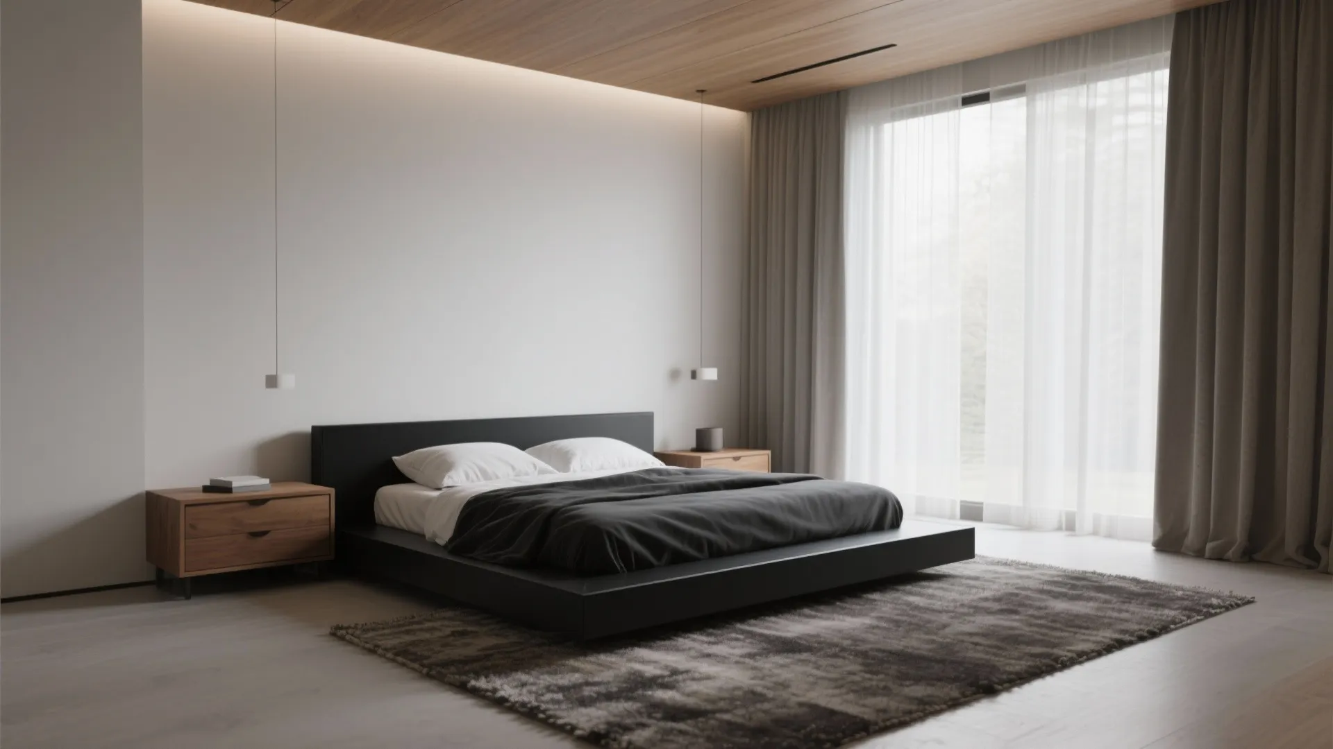 1. Anchor the Room with a Black Platform Bed