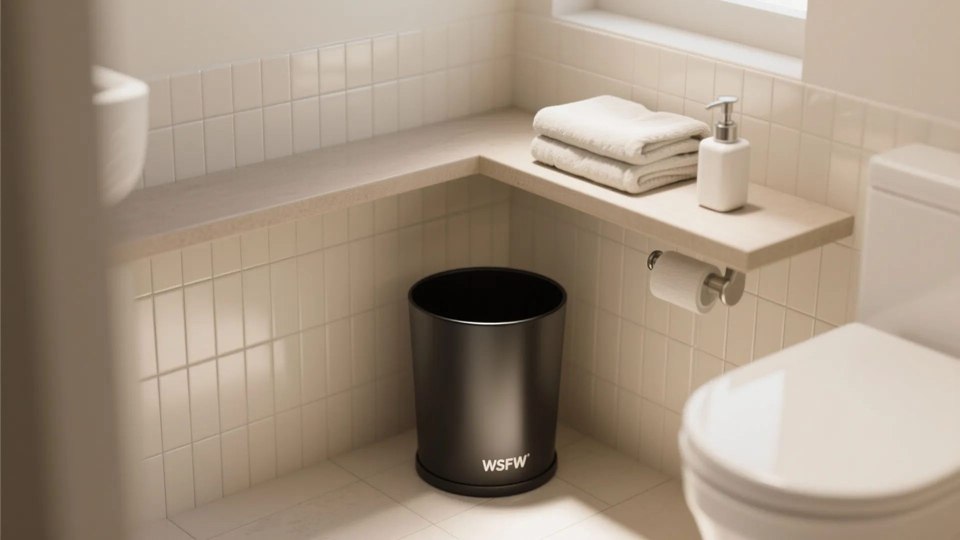 1. Use a black wastebasket as a visual anchor
