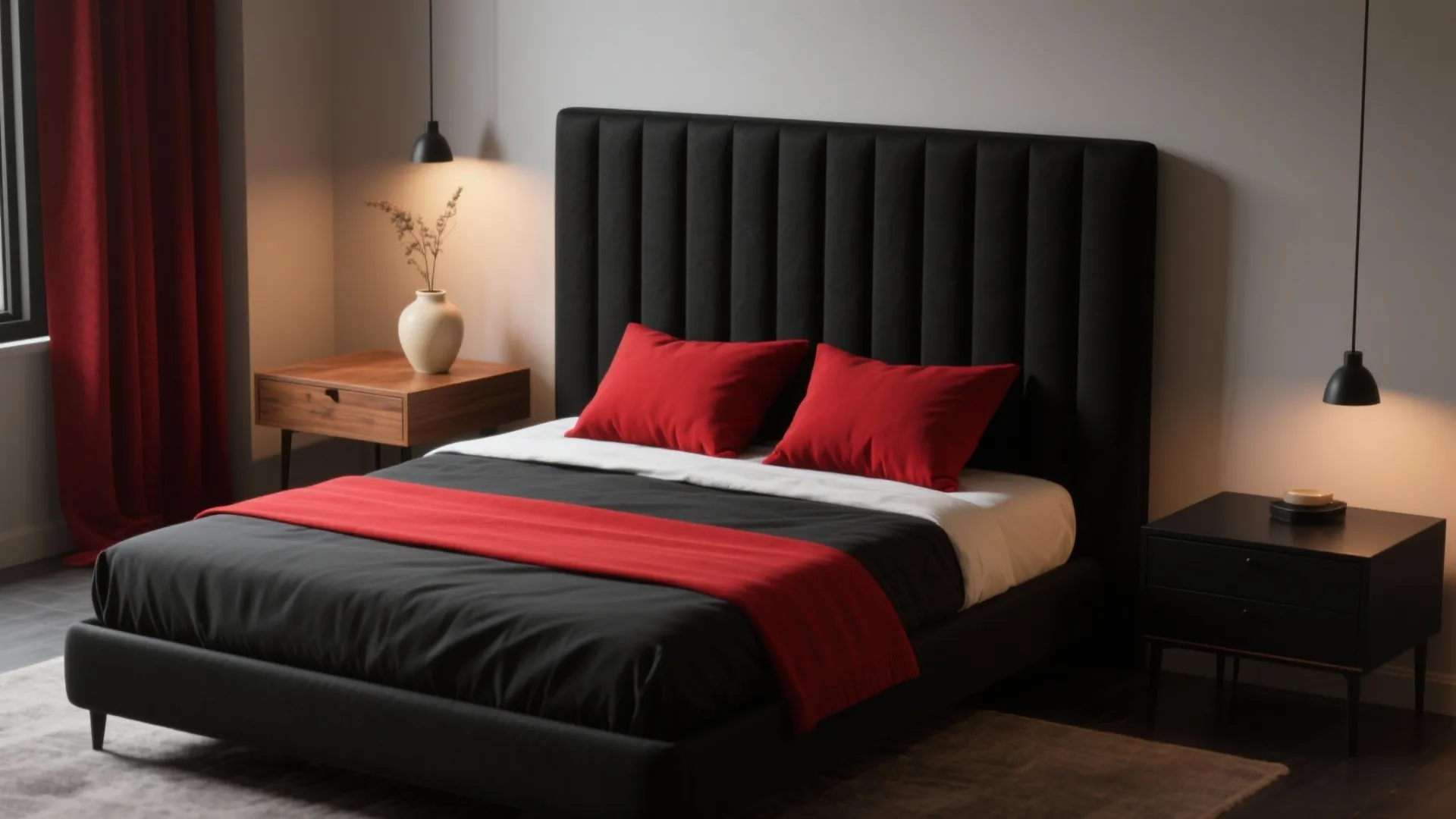 1. Anchor with black, accent with red