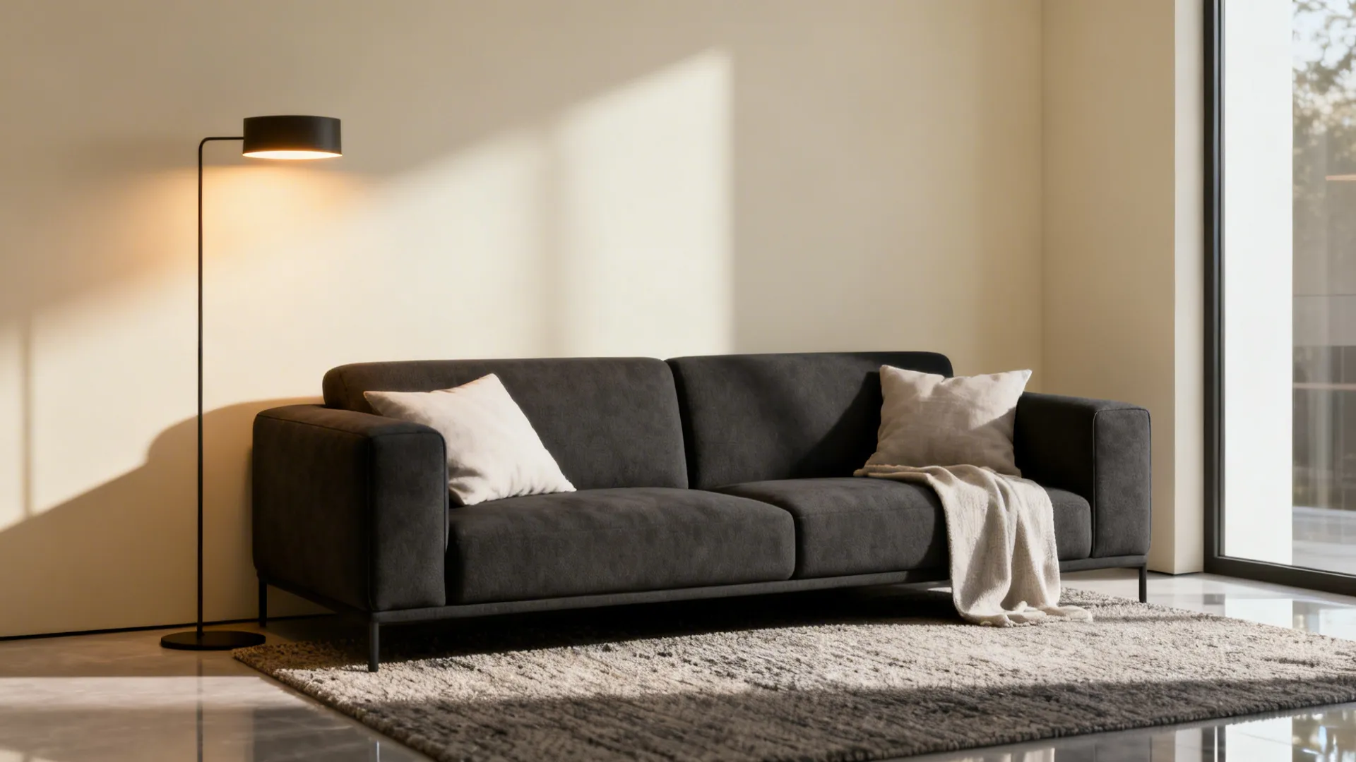 1. Anchor the room with a black sofa