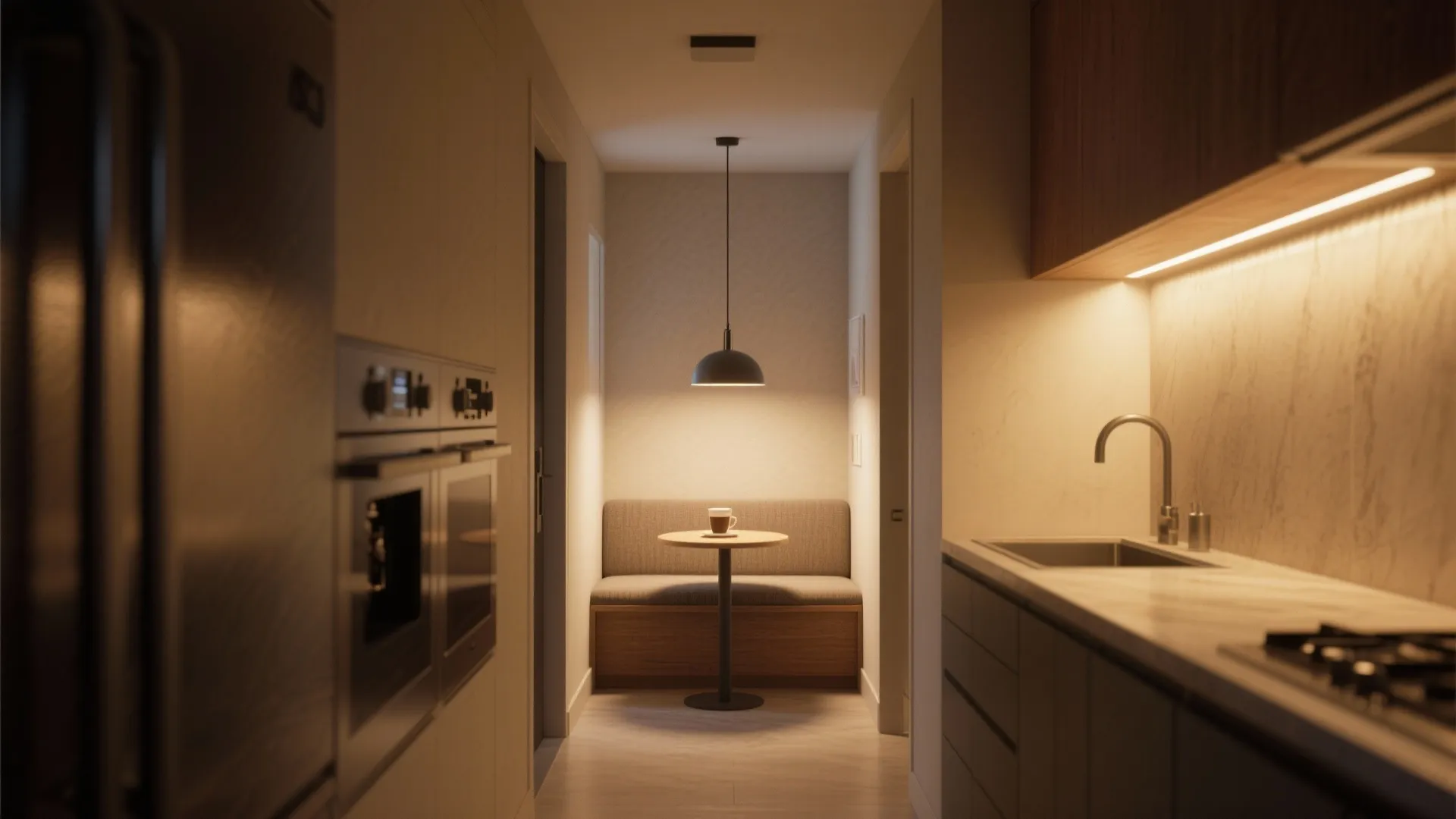 5. Anchor the space with purposeful lighting and a visual terminus