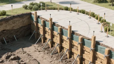 Retaining Wall Construction Guide with Wooden Shoring