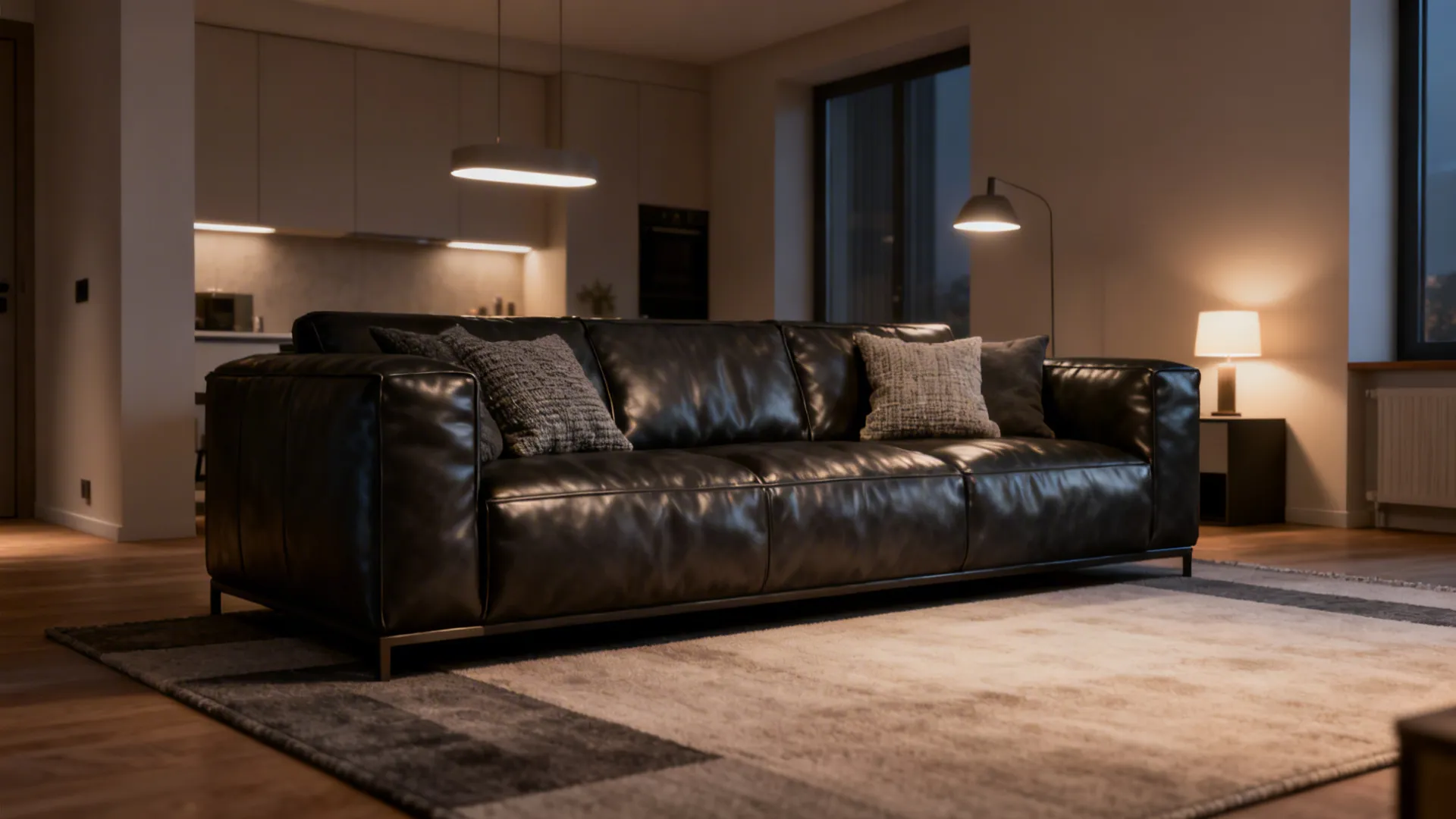 1. Anchor with a Statement Leather Sofa