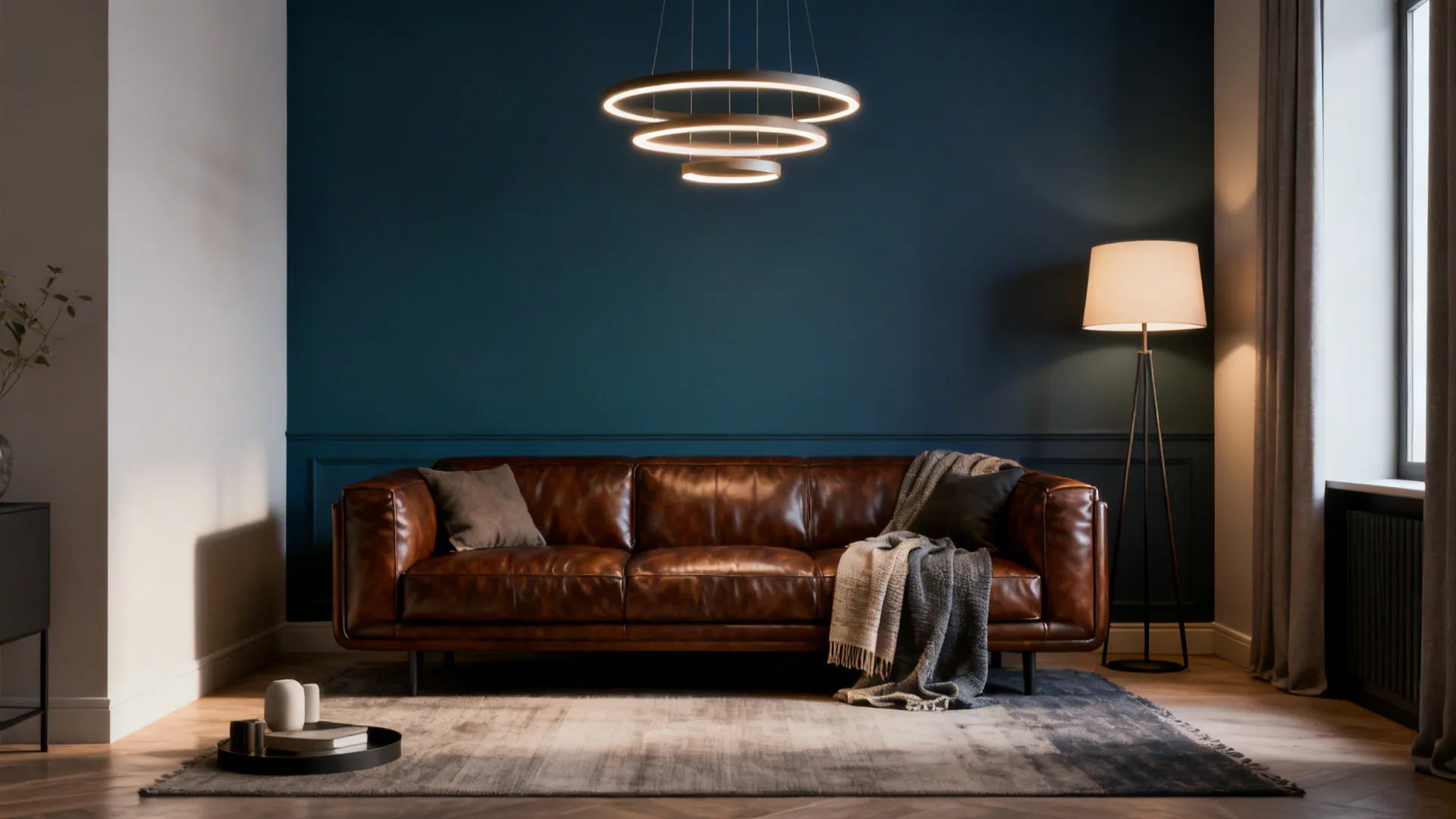 1. Anchored Sofa + Blue Accent Wall