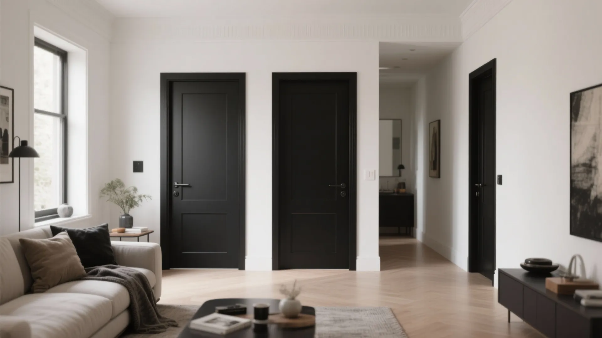 1. Use black doors as architectural anchors