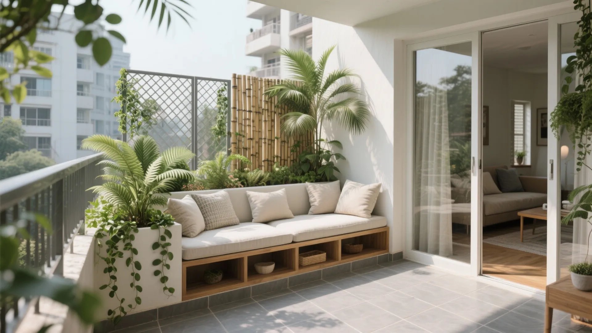 Balcony garden and breezy indoor–outdoor flow