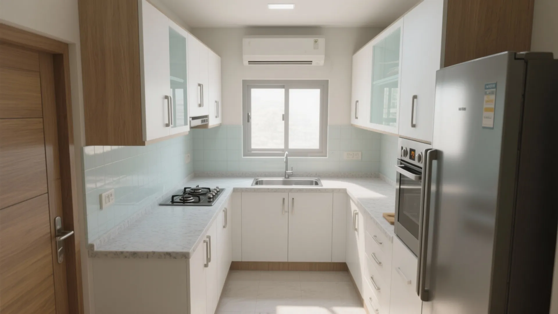 L-Shaped Compact Kitchen Layout