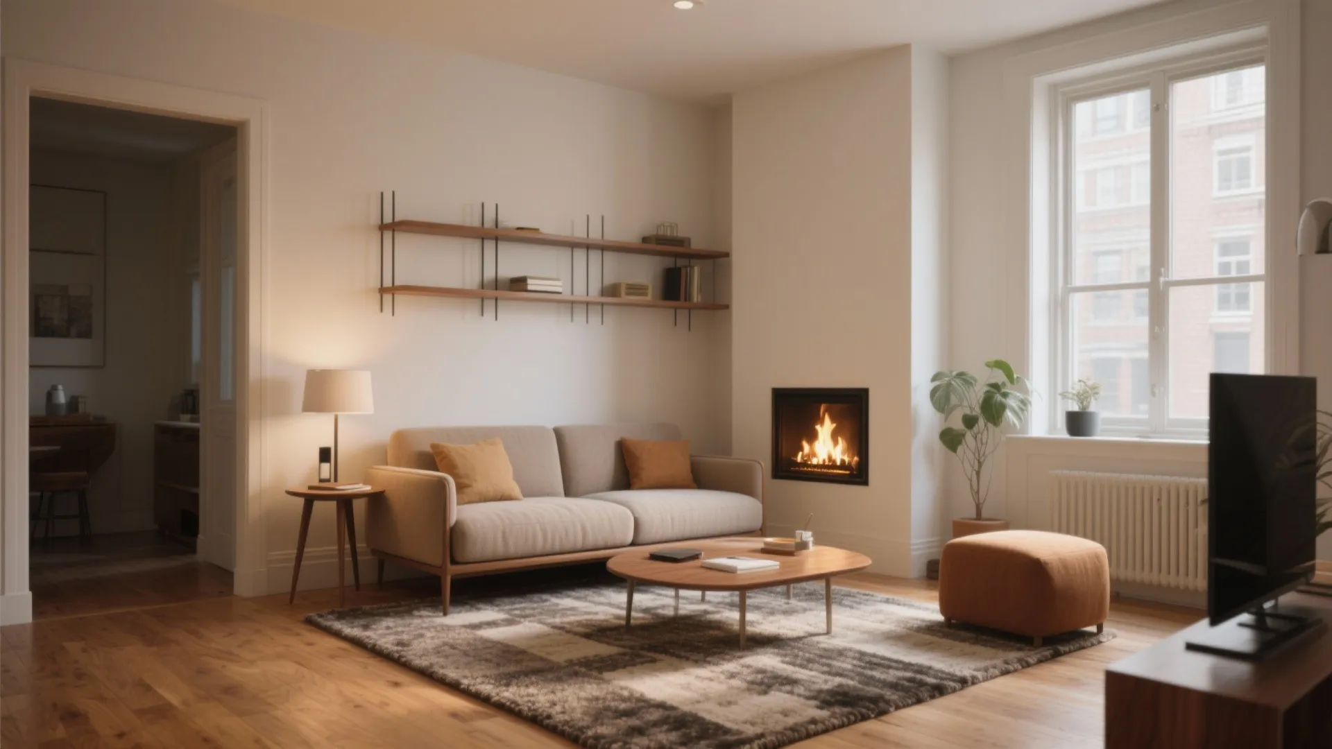 1. Angle the sofa, anchor the sightline