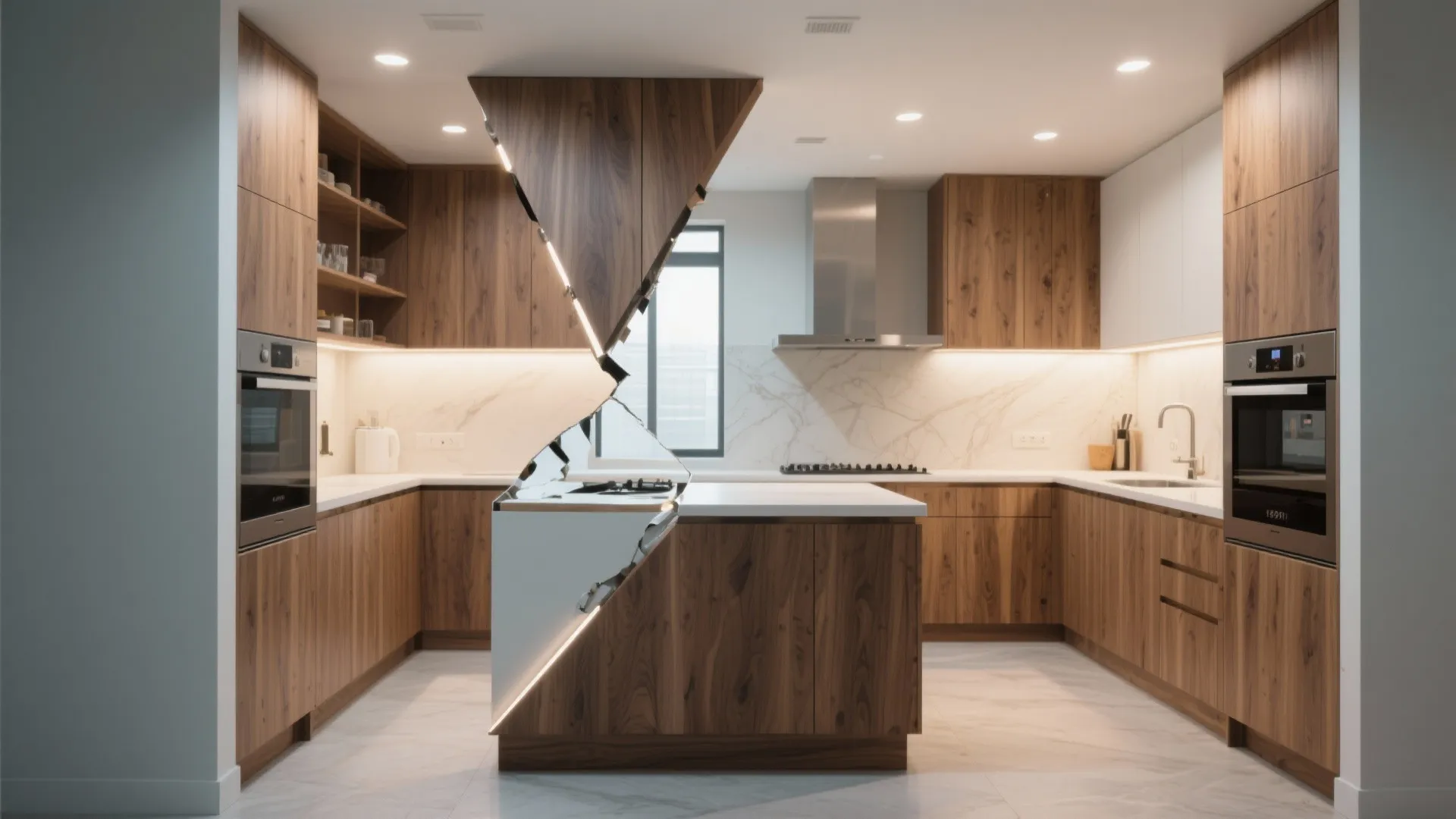 4. Angled Cabinetry for Better Flow