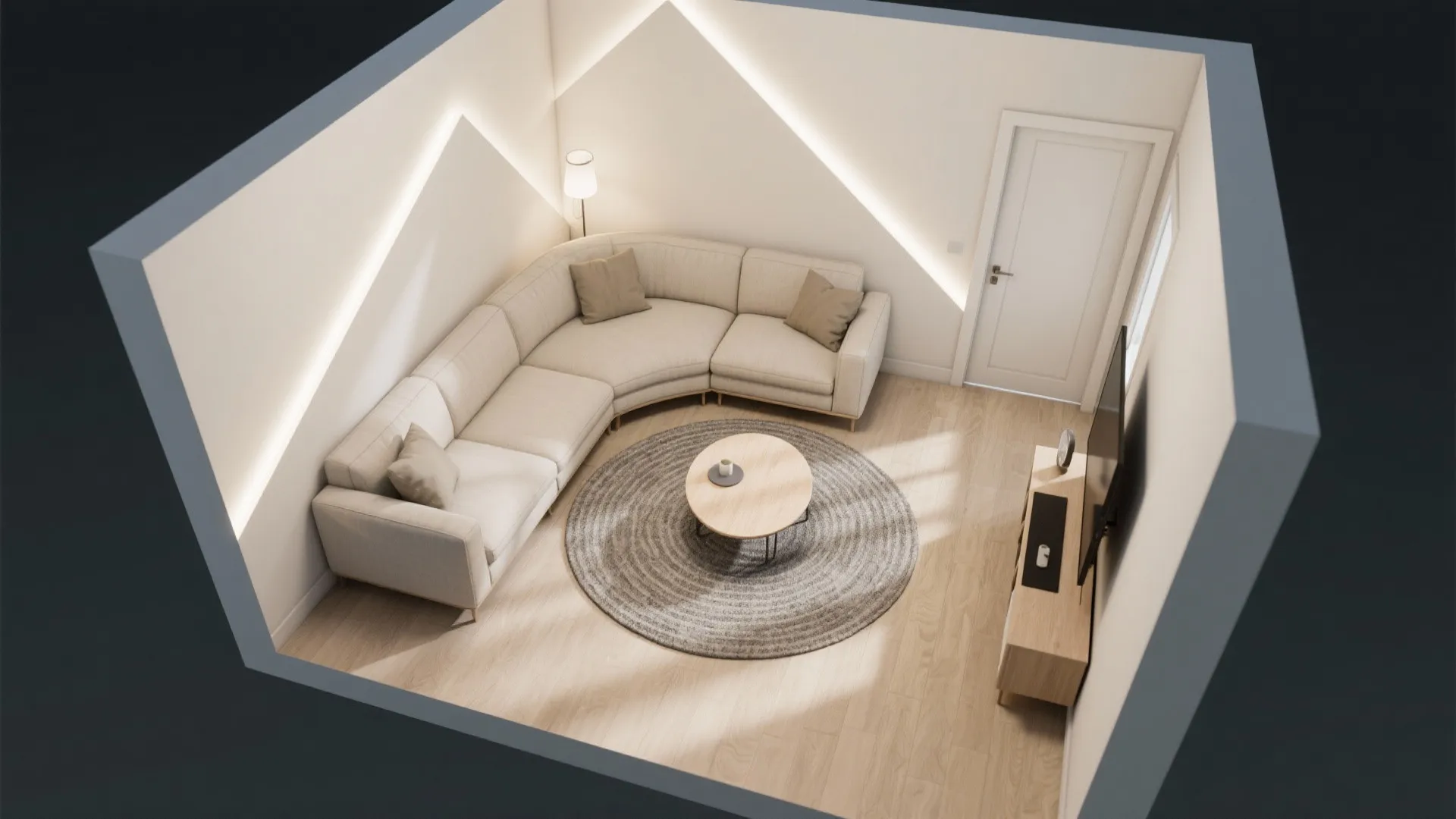 Angle the couch to unlock awkward rooms