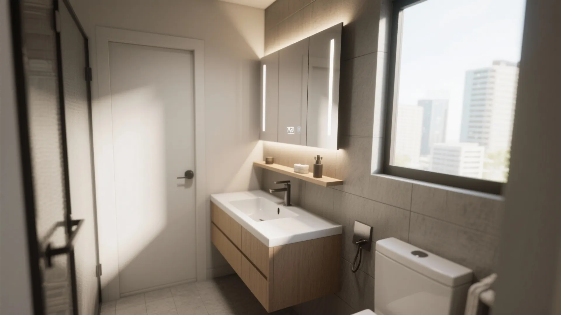 5. Tilted or Angled Mirror for Vanity Pairing