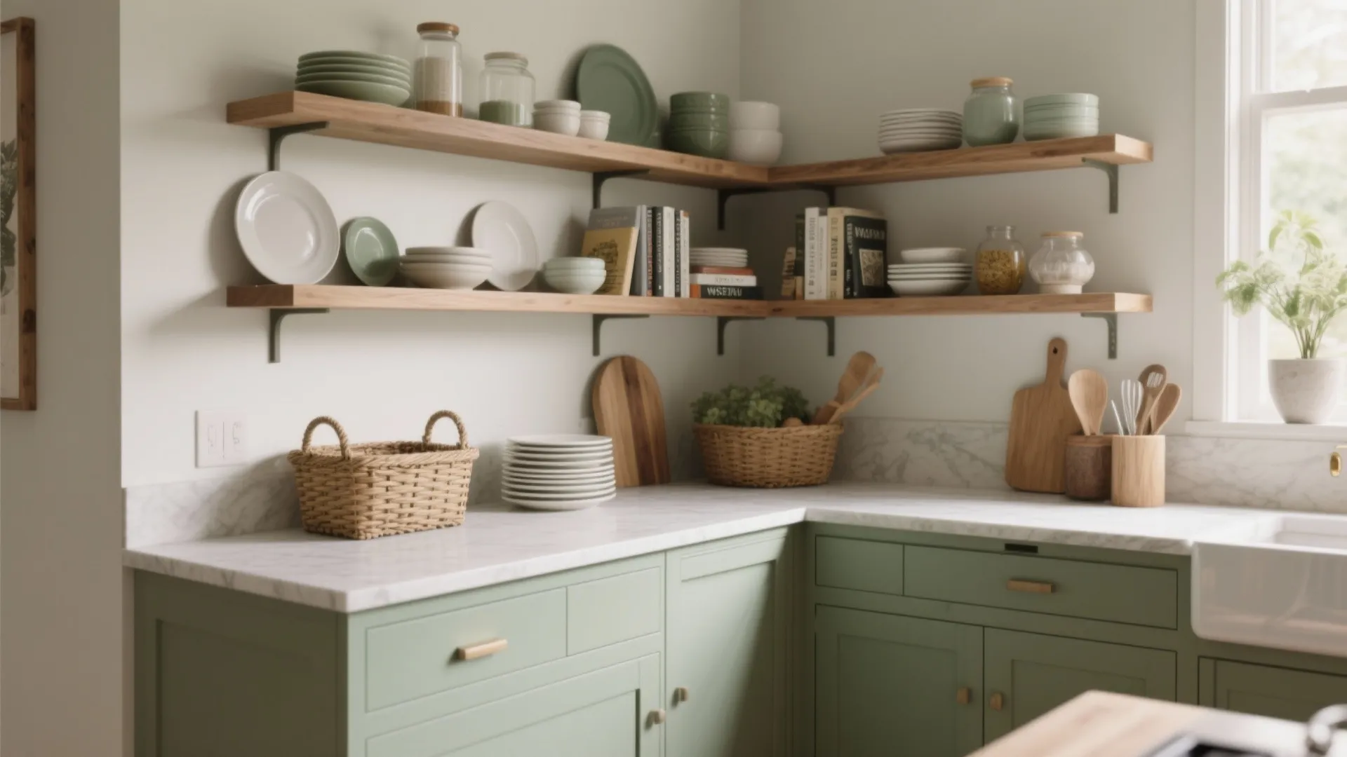 5. Angled Peninsula with Open Shelving