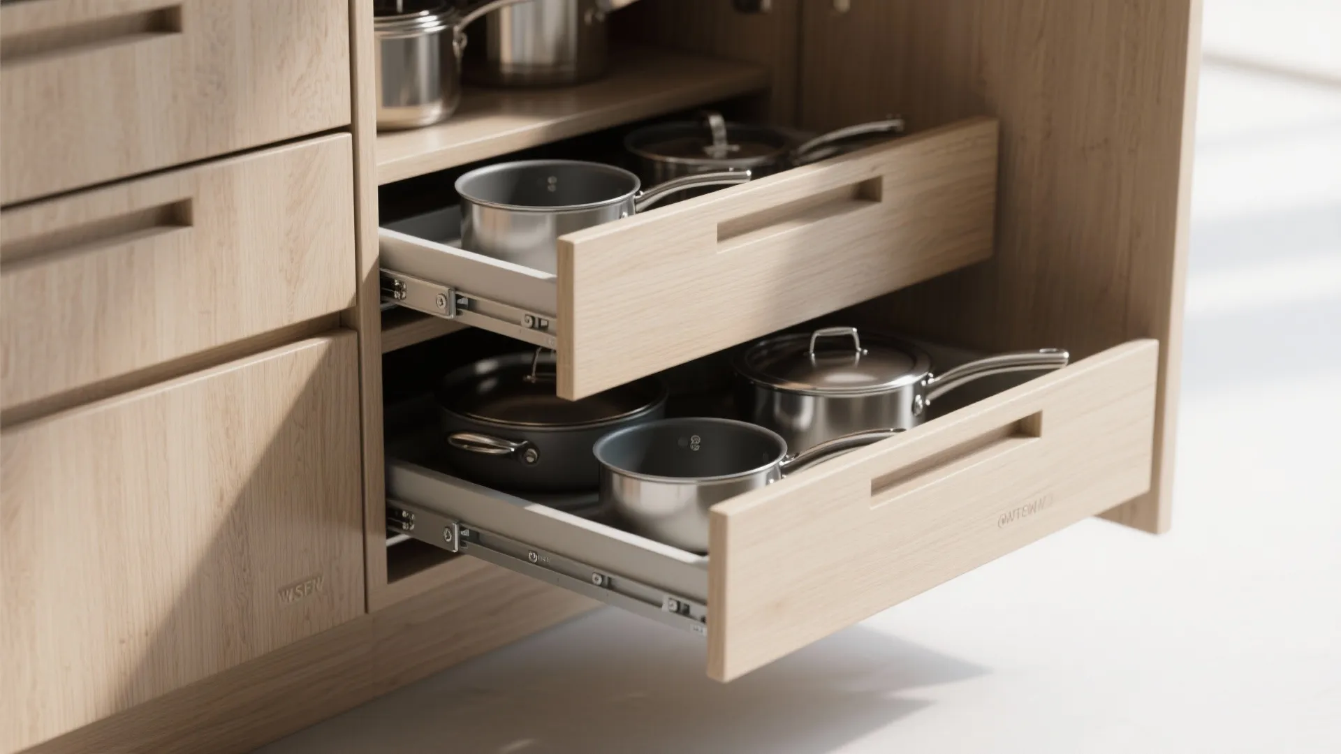 3. Angled Pull-Out Drawer System