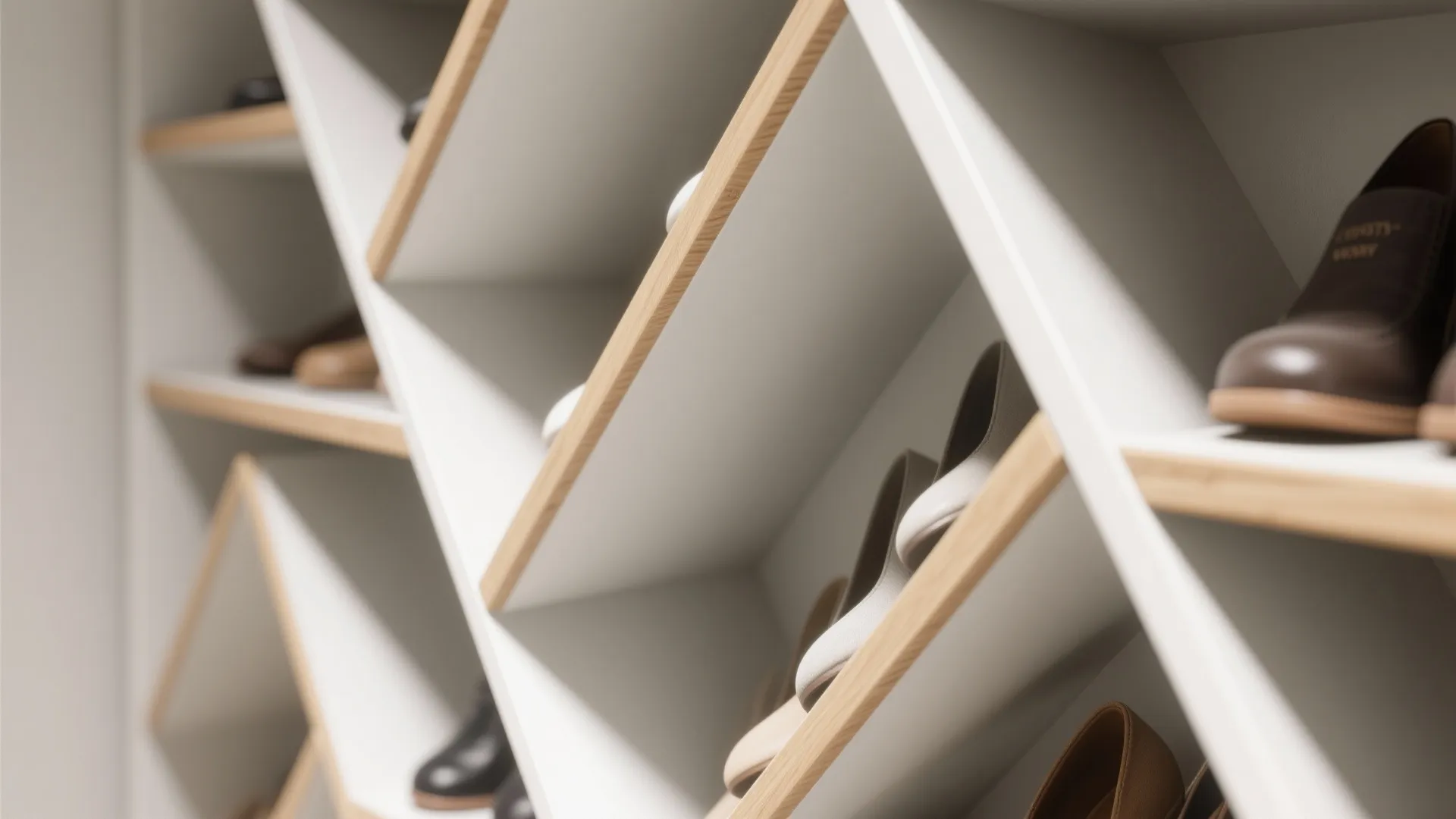 Built-in shoe niche with overhead cubbies